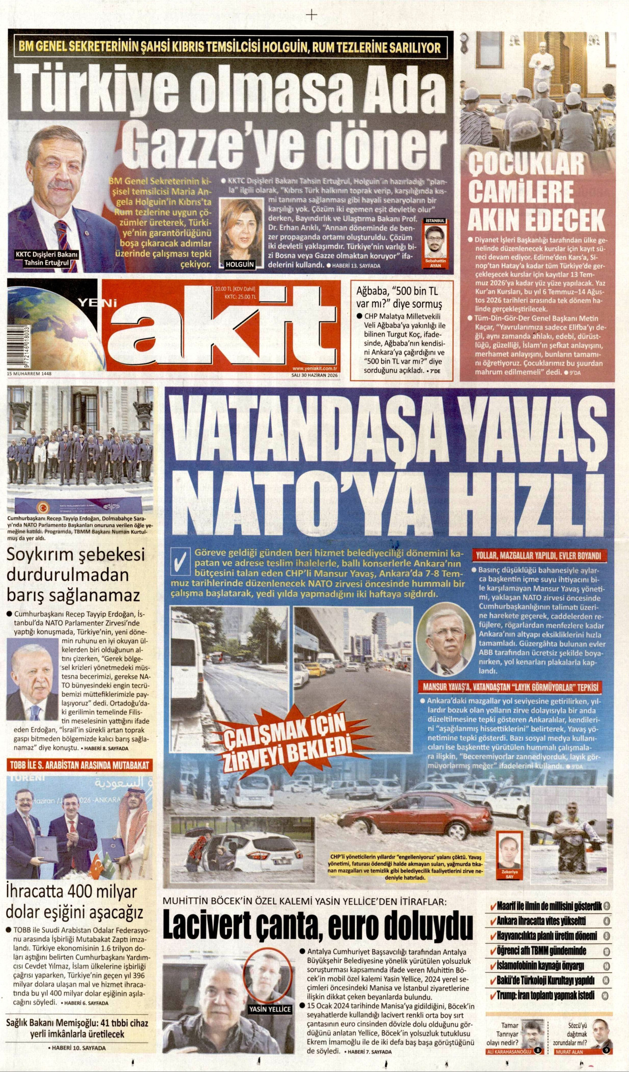 Yeni Akit Gazetesi Manşeti - 30.06.2026