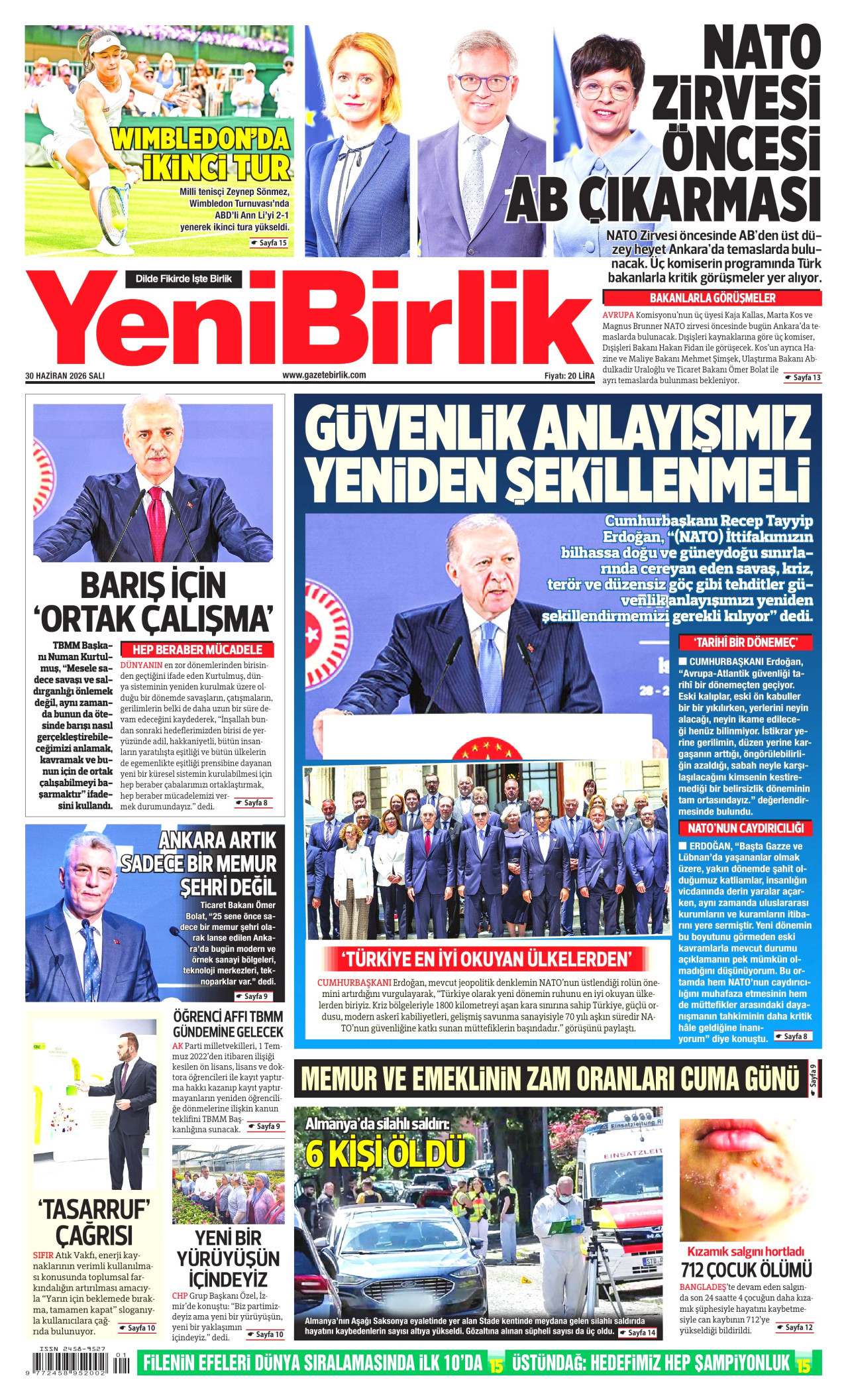 YeniBirlik Gazetesi Manşeti - 30.06.2026