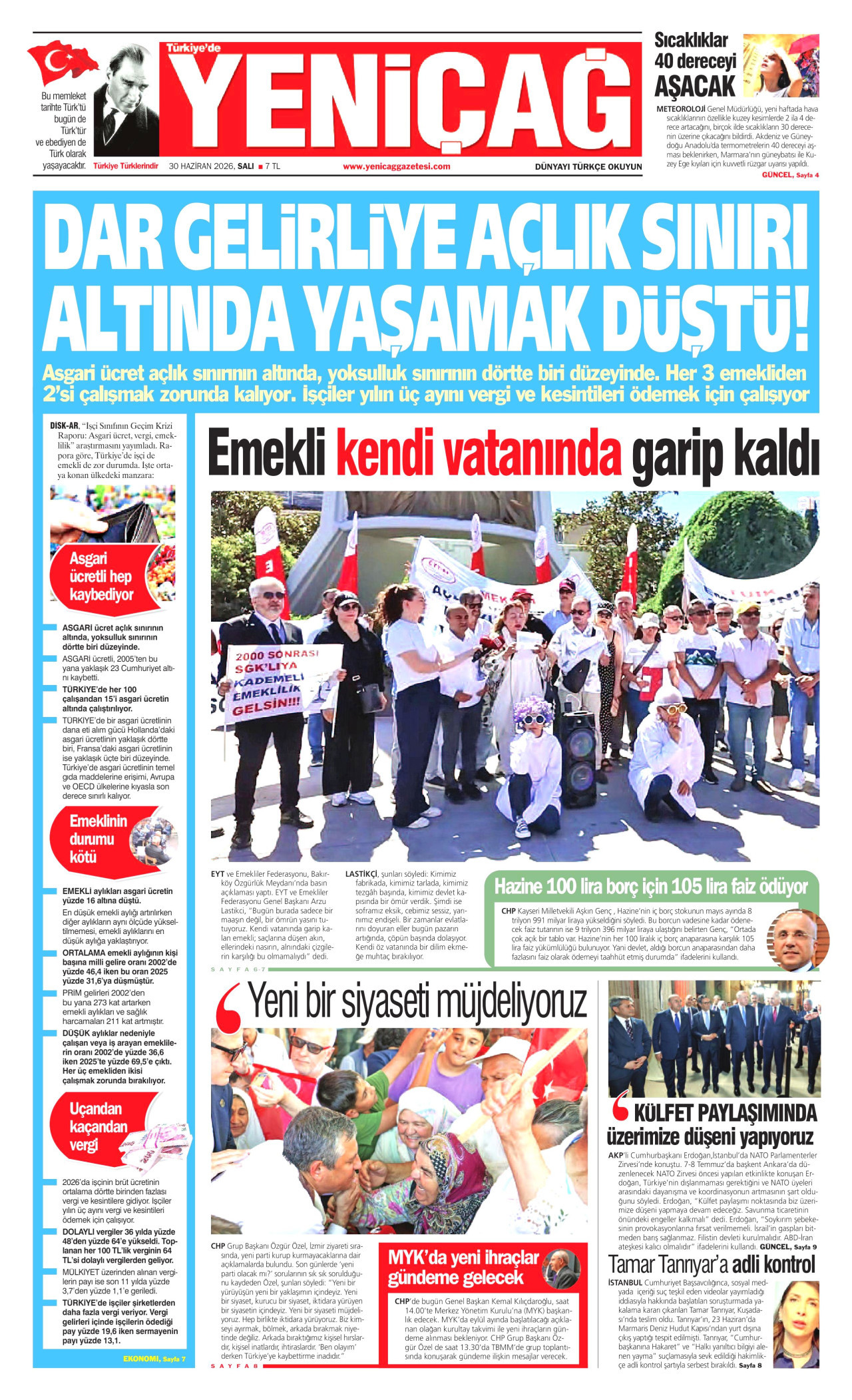 Yeniçağ Gazetesi Manşeti - 30.06.2026