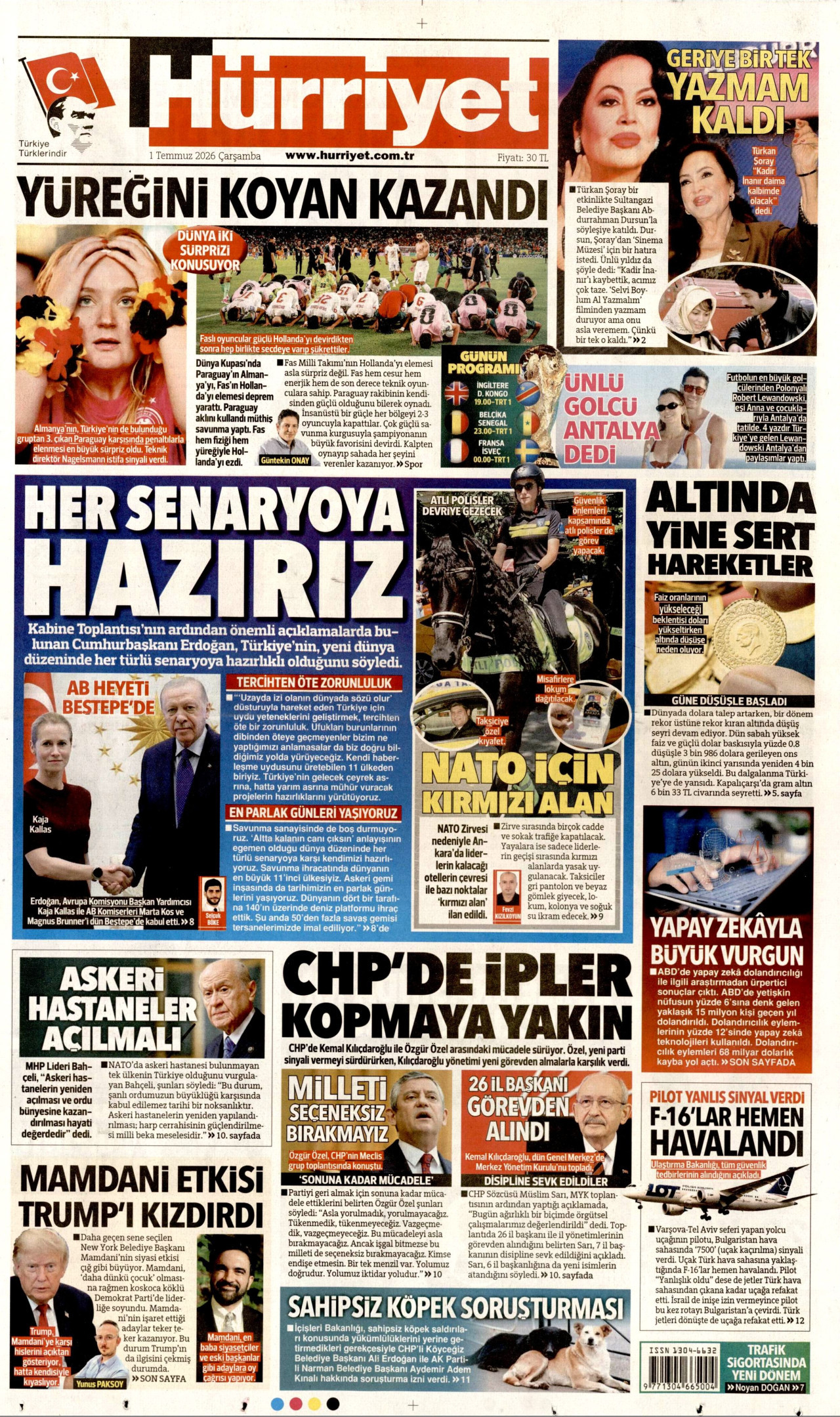 Hürriyet Gazetesi Manşeti - 01.07.2026