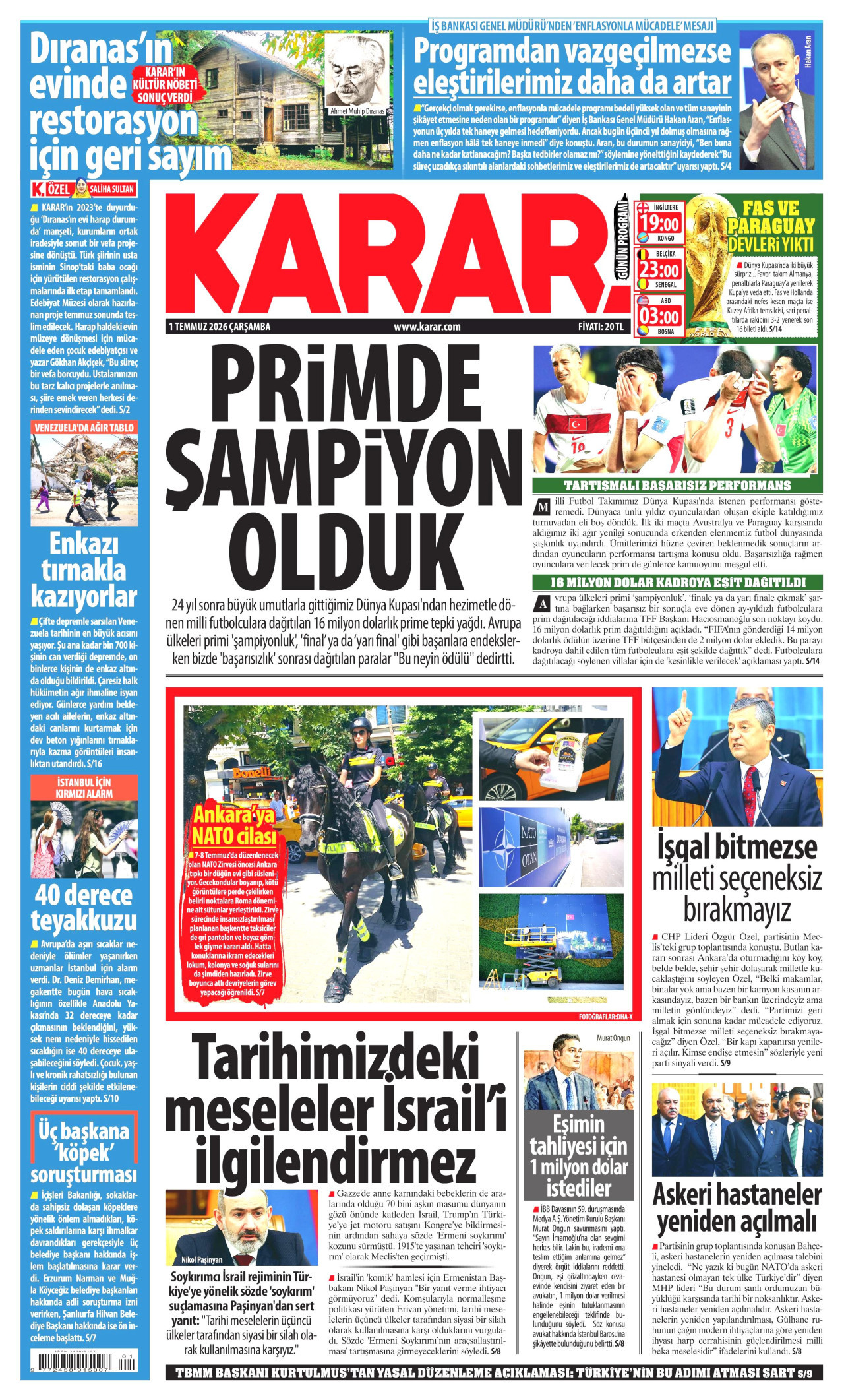Karar Gazetesi Manşeti - 01.07.2026
