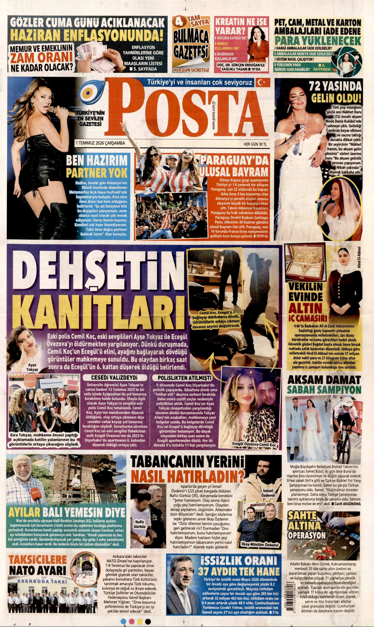 Posta Gazetesi Manşeti - 01.07.2026