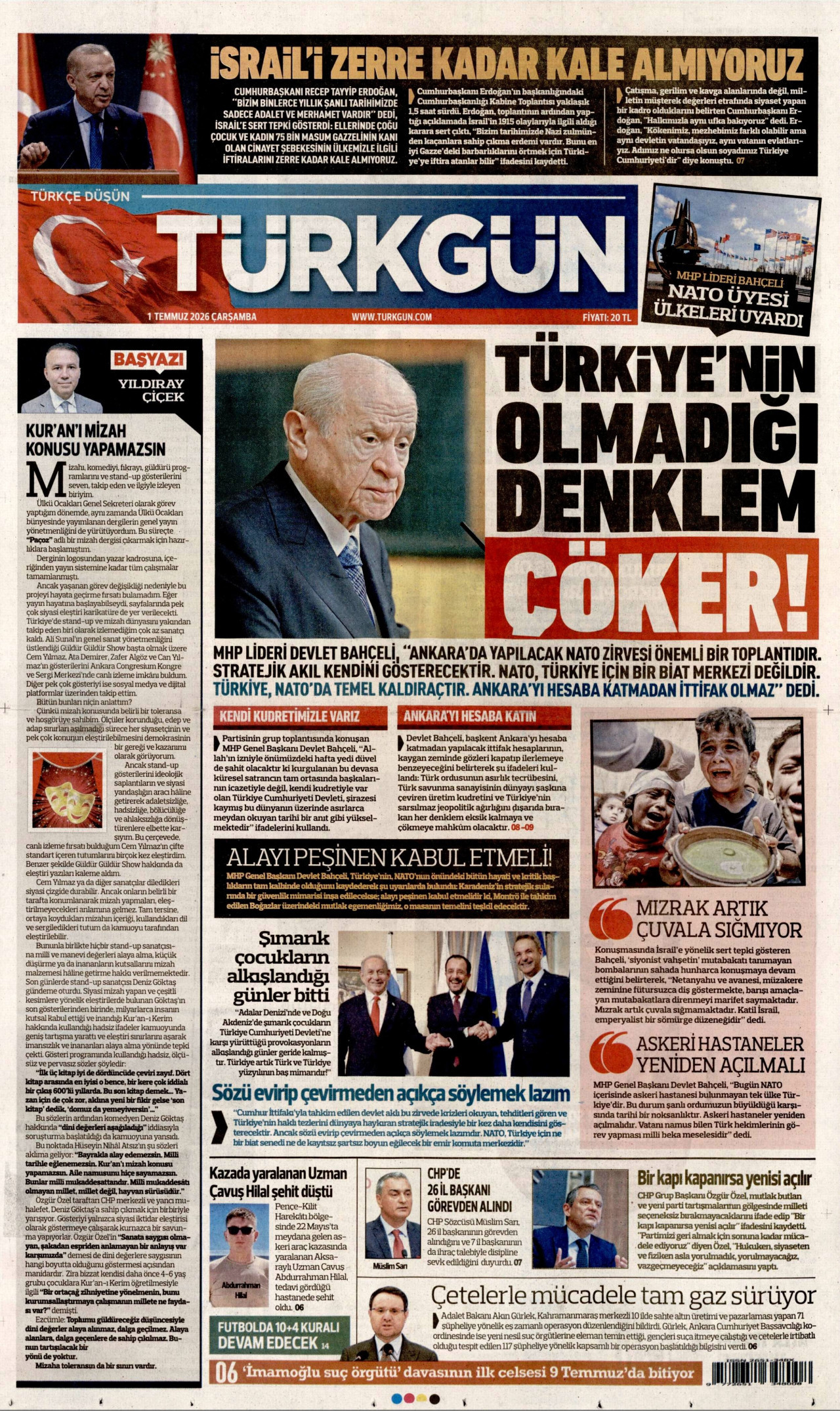 Türkgün Gazetesi Manşeti - 01.07.2026