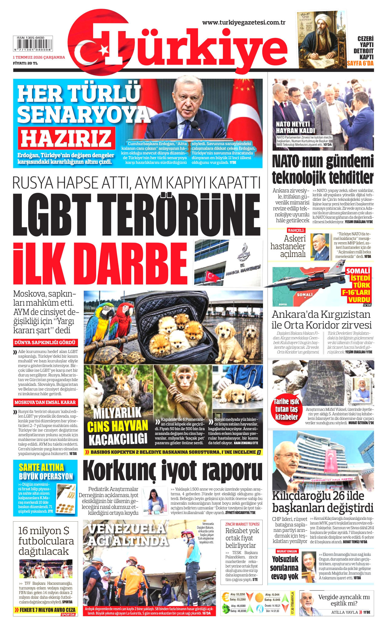 Türkiye Gazetesi Gazetesi Manşeti - 01.07.2026