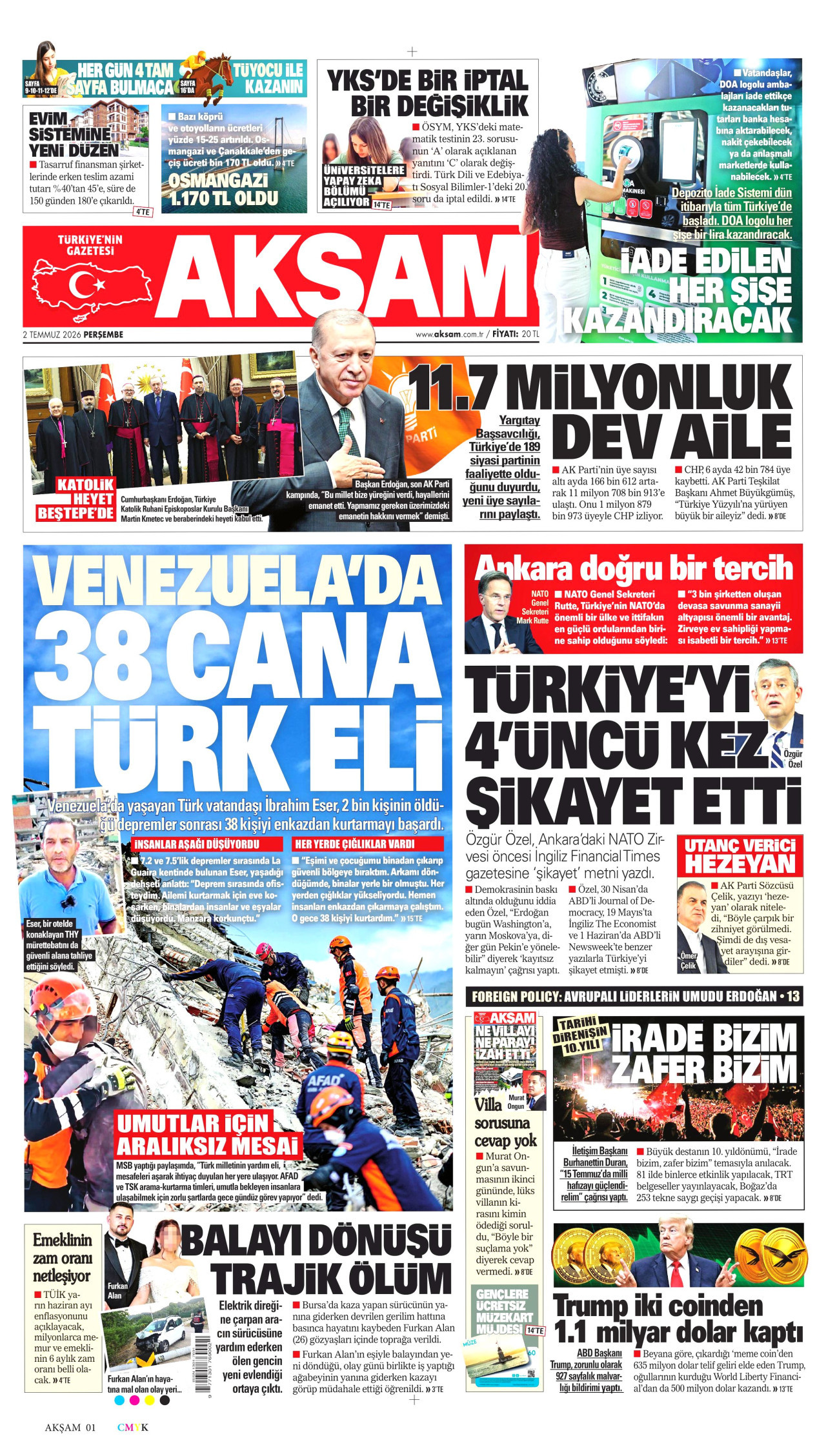 Akşam Gazetesi Manşeti - 02.07.2026