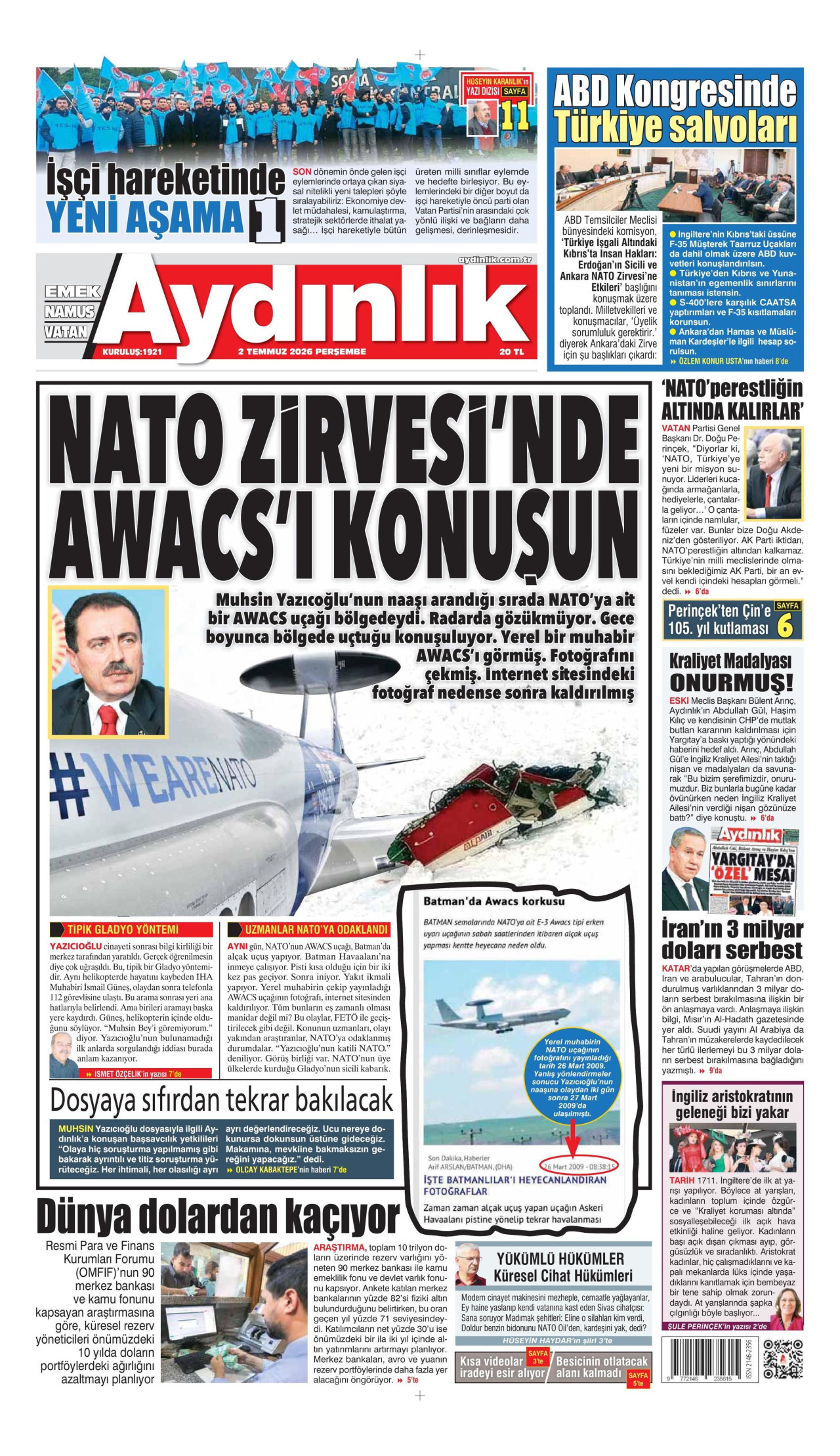 Aydınlık Gazetesi Gazetesi Manşeti - 02.07.2026