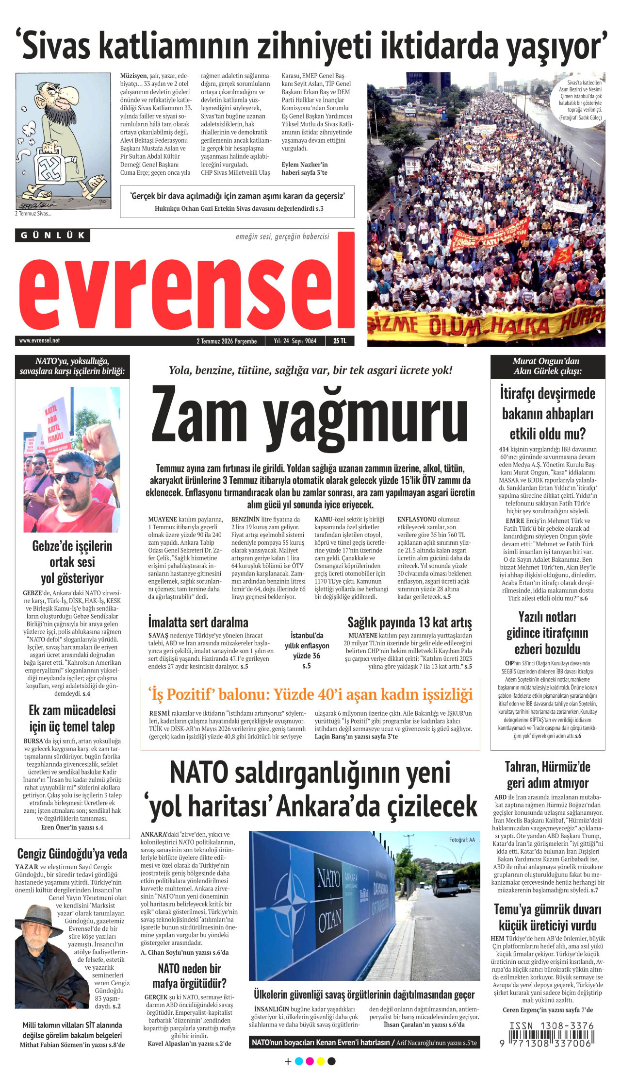 Evrensel Gazetesi Manşeti - 02.07.2026