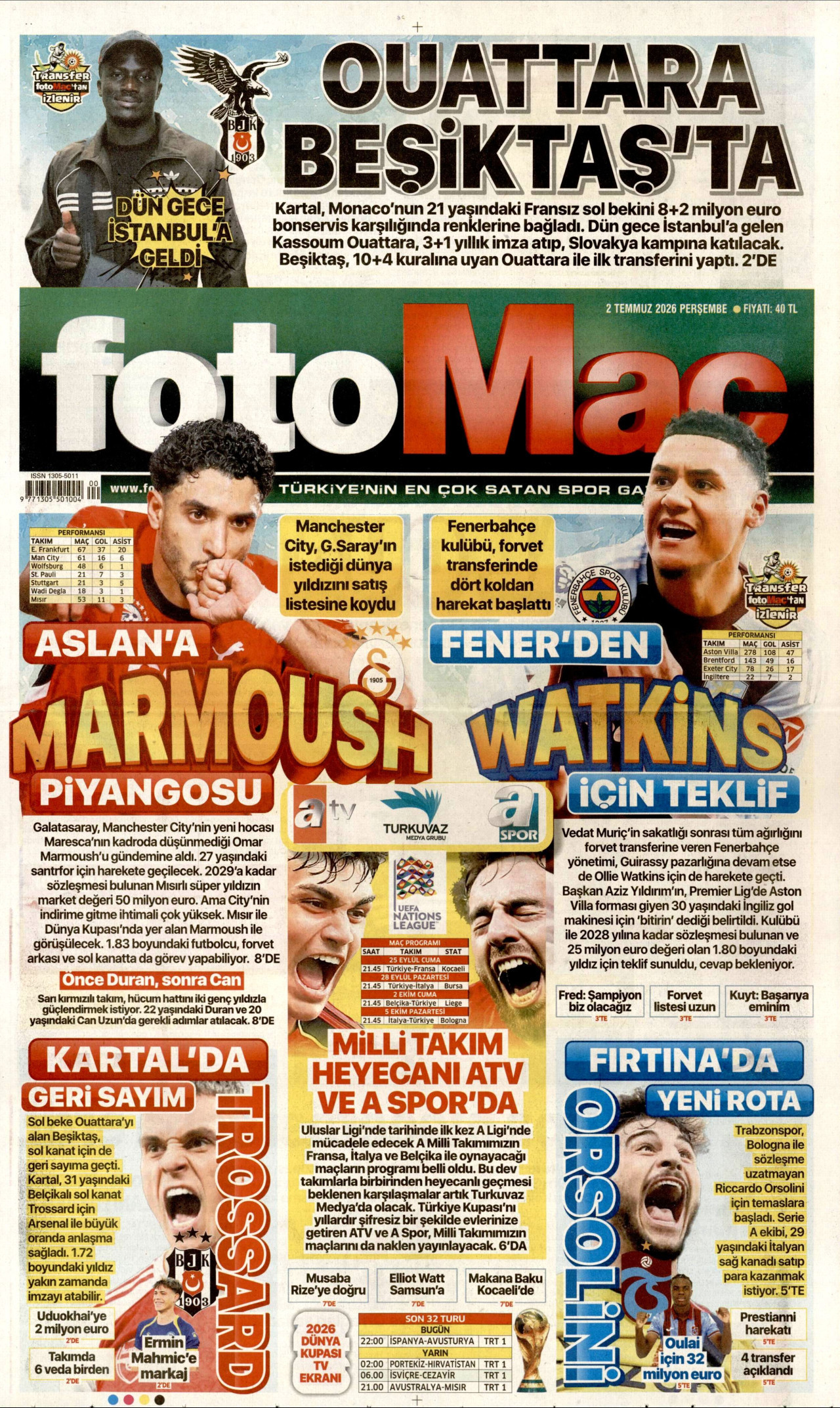 Fotomaç Gazetesi Manşeti - 02.07.2026
