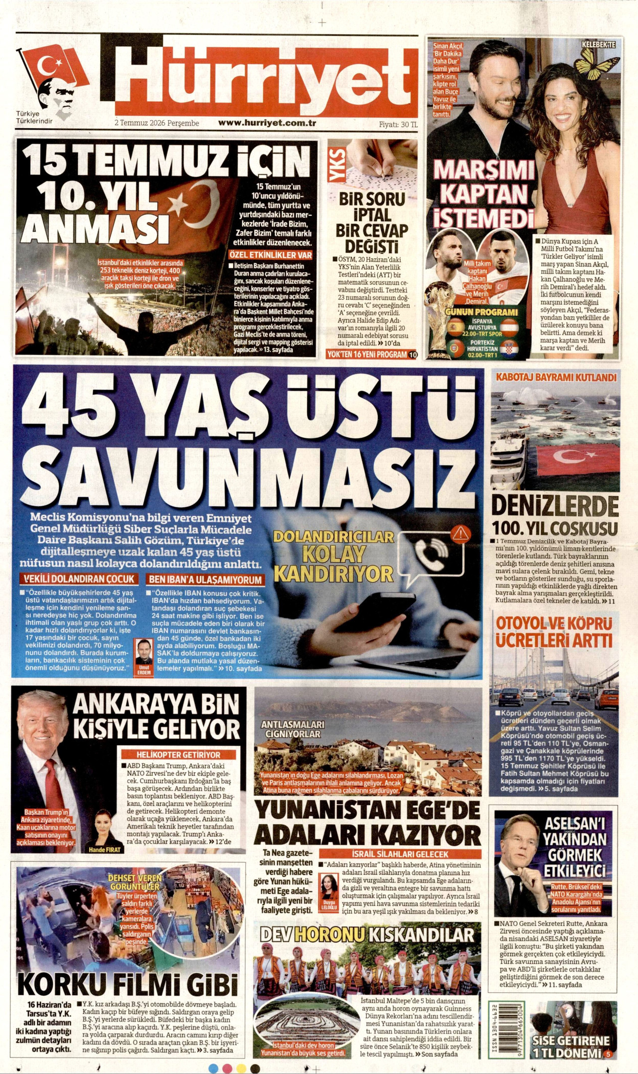 Hürriyet Gazetesi Manşeti - 02.07.2026