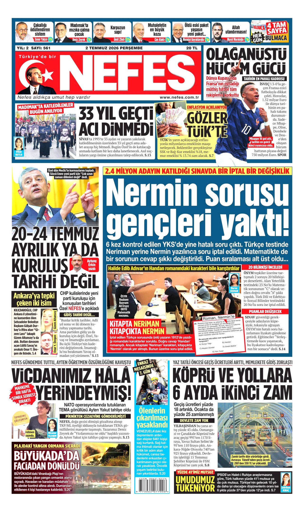 Nefes Gazetesi Manşeti - 02.07.2026