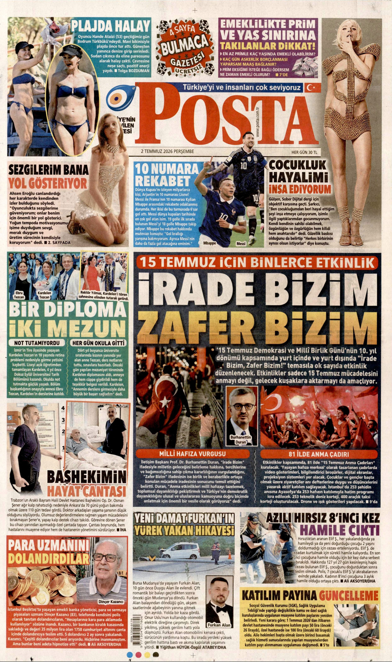 Posta Gazetesi Manşeti - 02.07.2026