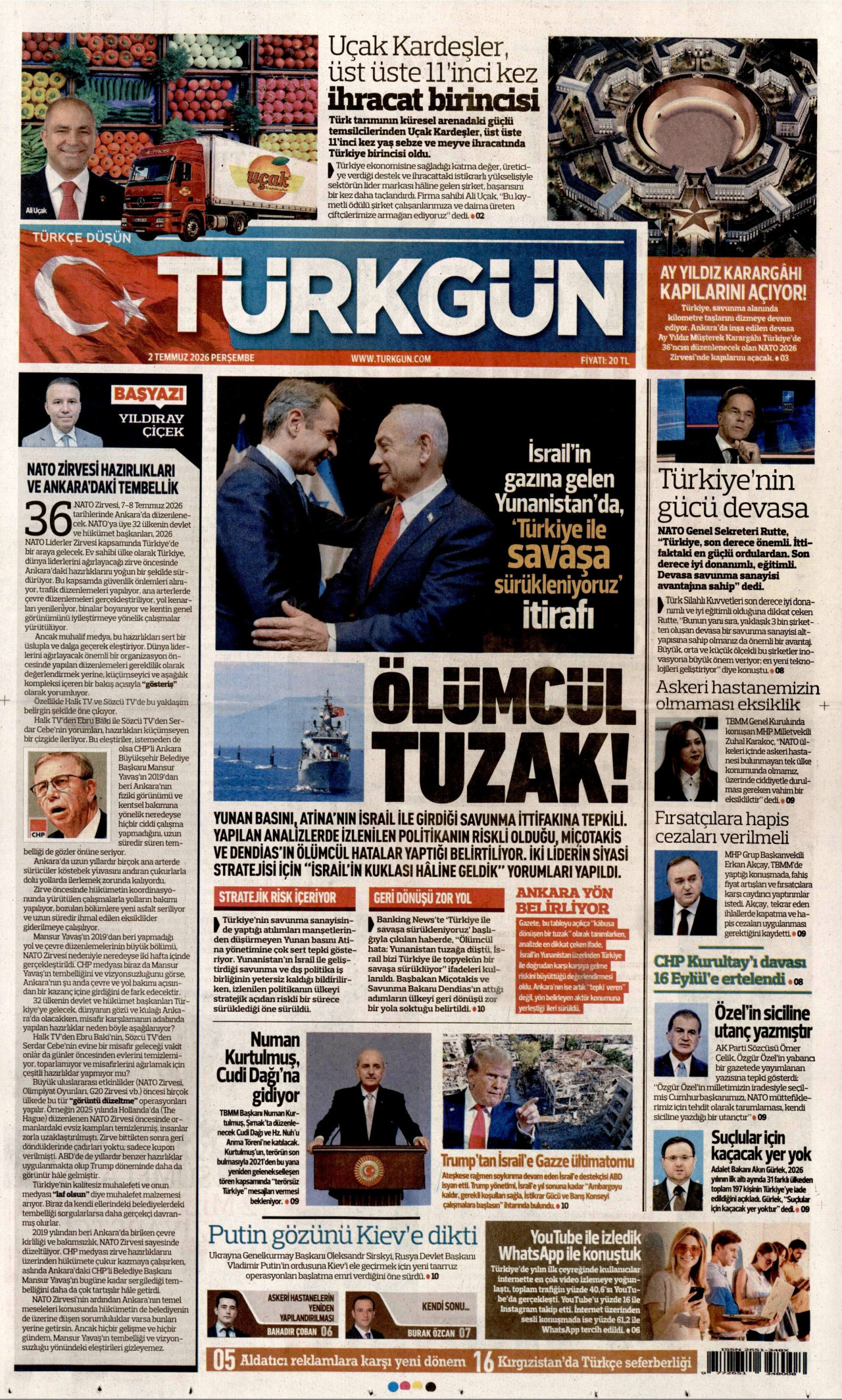 Türkgün Gazetesi Manşeti - 02.07.2026