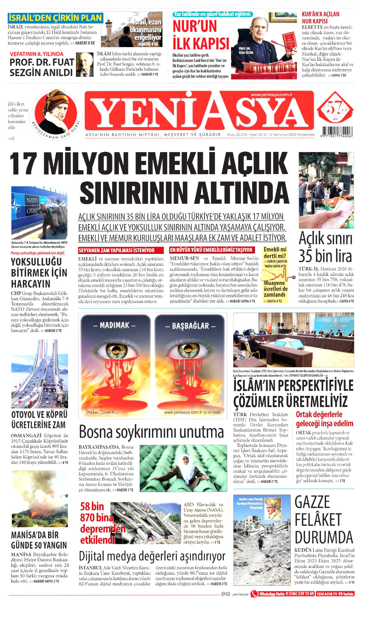 Yeni Asya Gazetesi Manşeti - 02.07.2026
