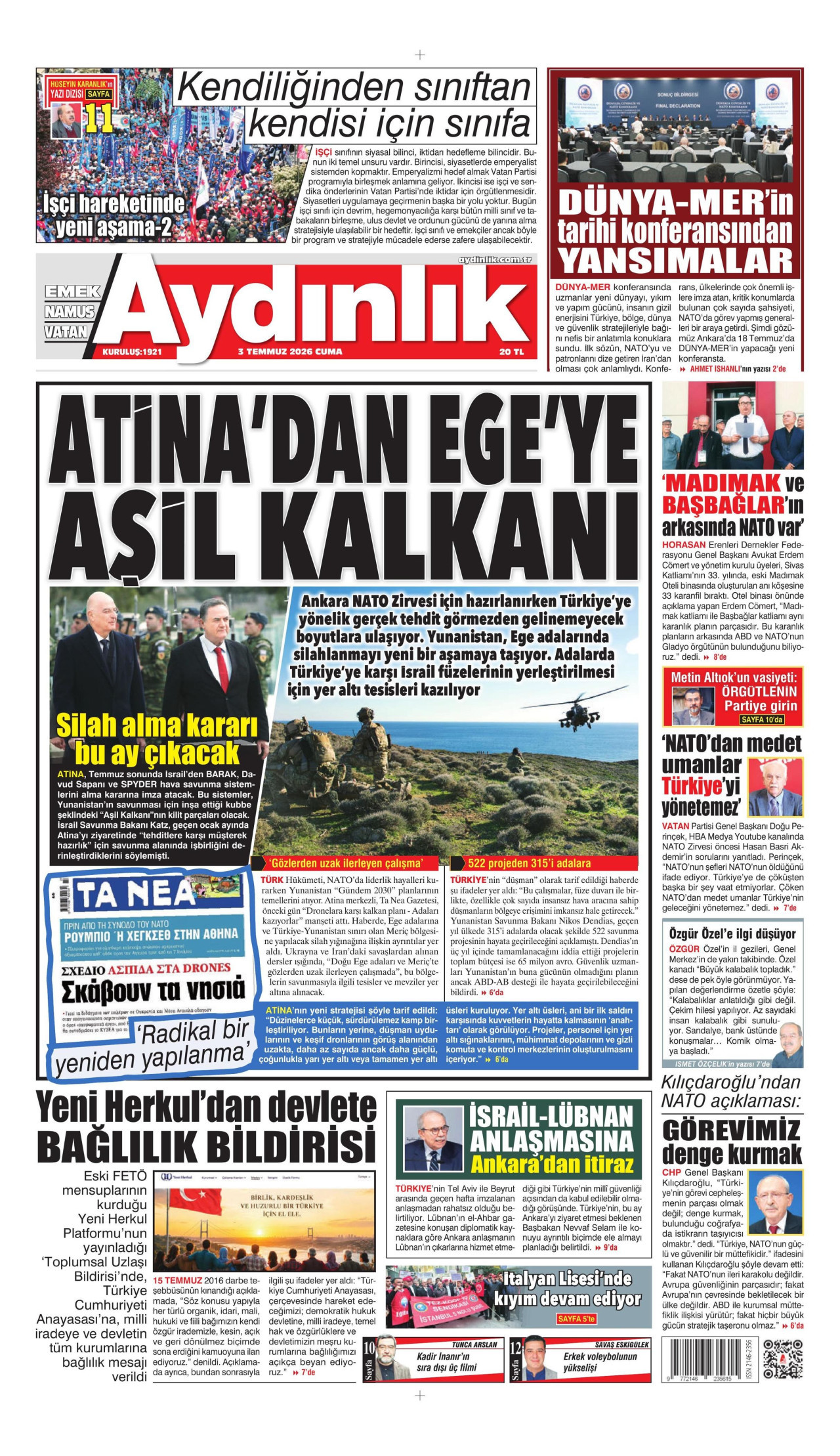 Aydınlık Gazetesi Manşet