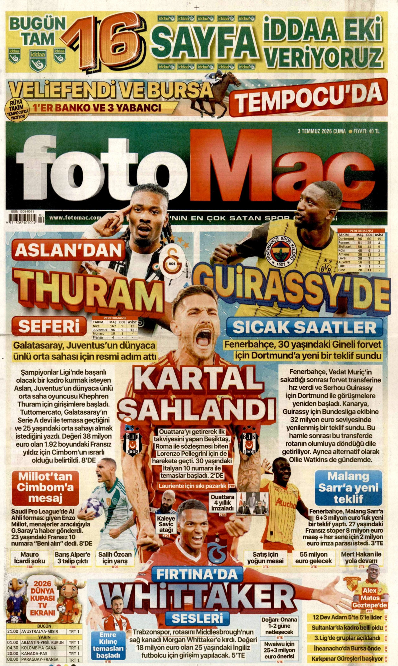 Fotomaç Gazetesi Manşeti - 03.07.2026
