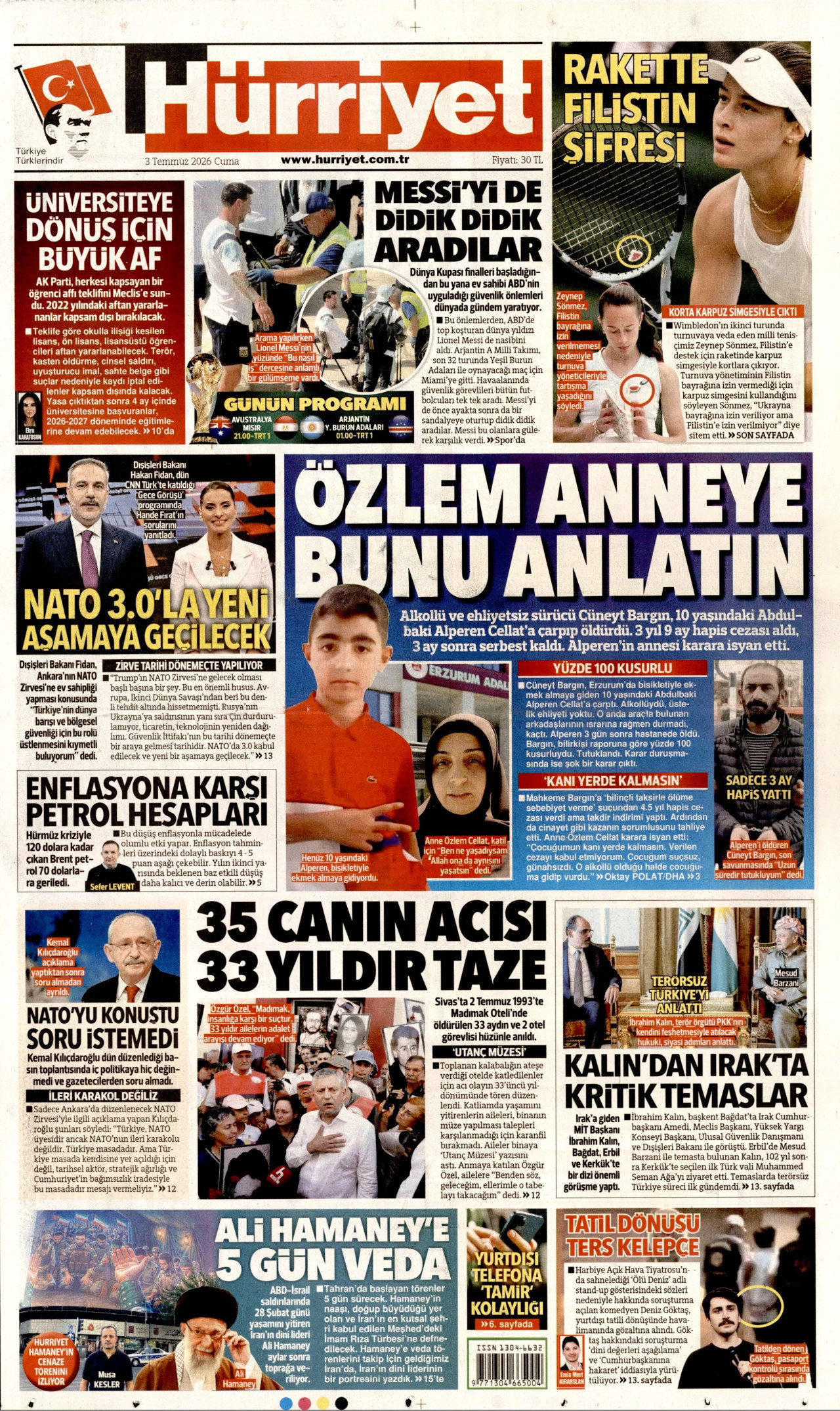 Hürriyet Gazetesi Manşeti - 03.07.2026