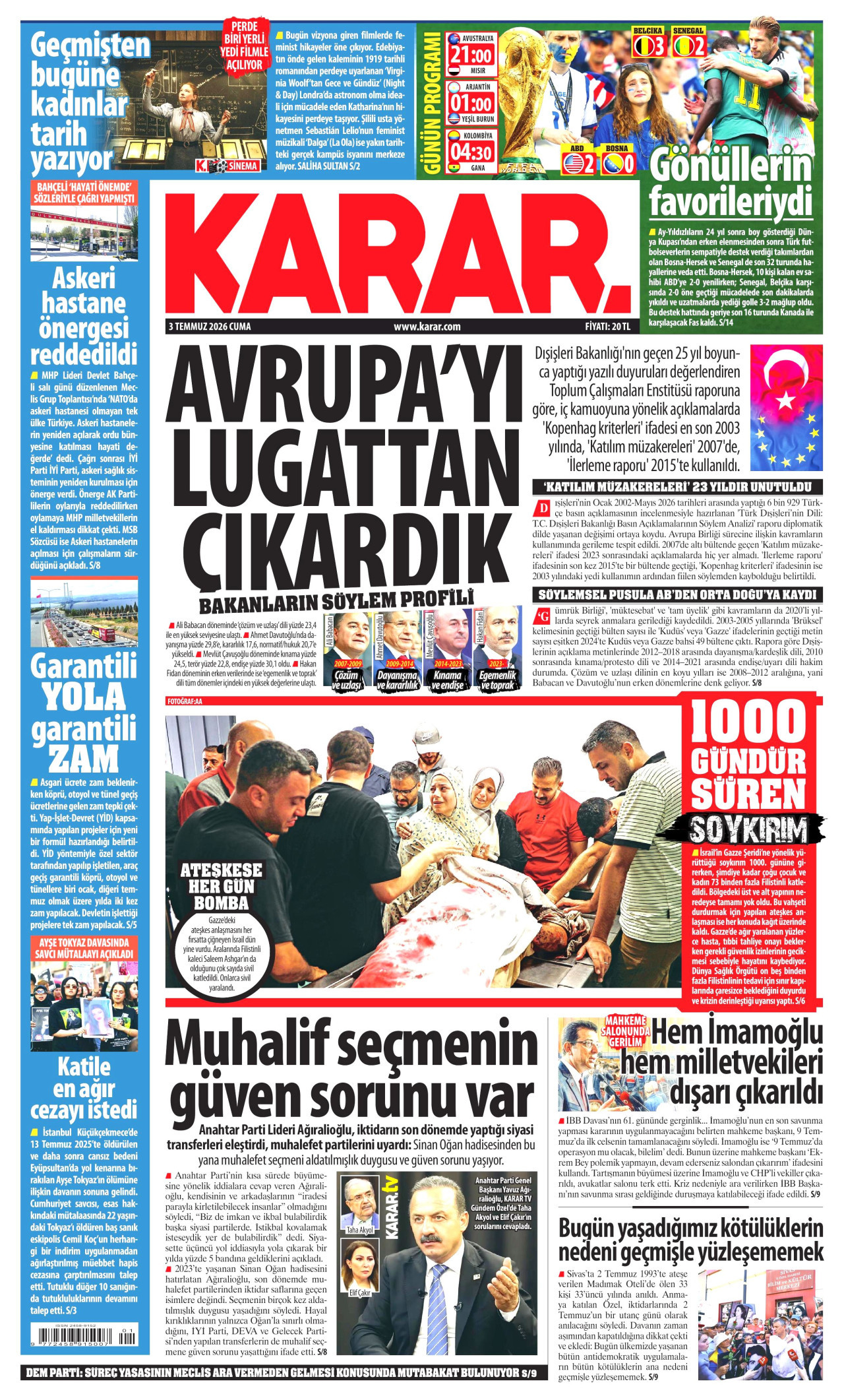 Karar Gazetesi Manşeti - 03.07.2026