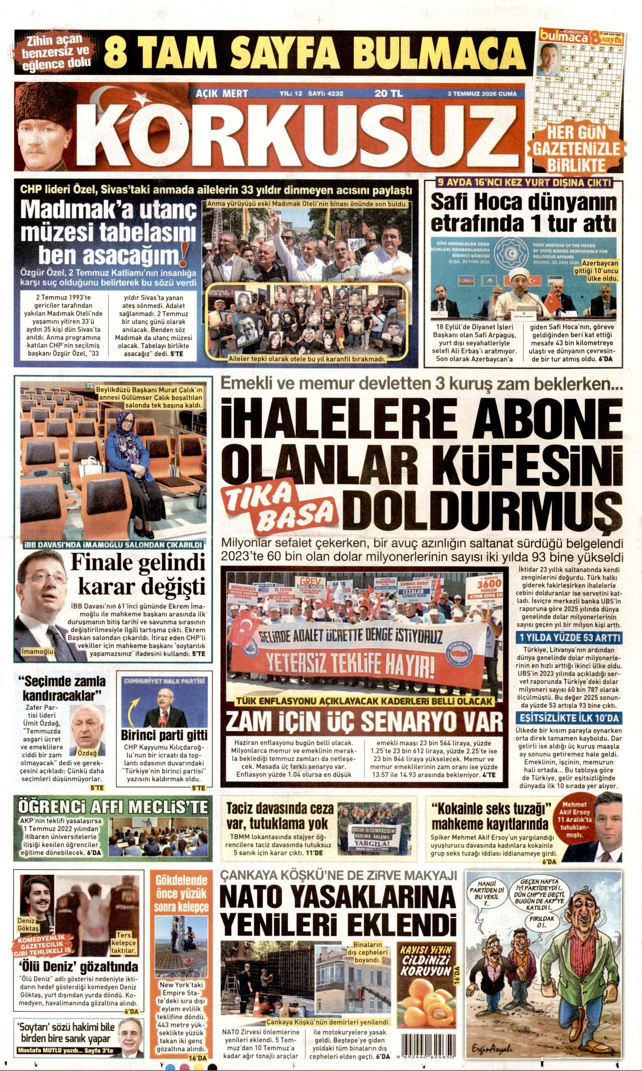 Korkusuz Gazetesi Manşeti - 03.07.2026
