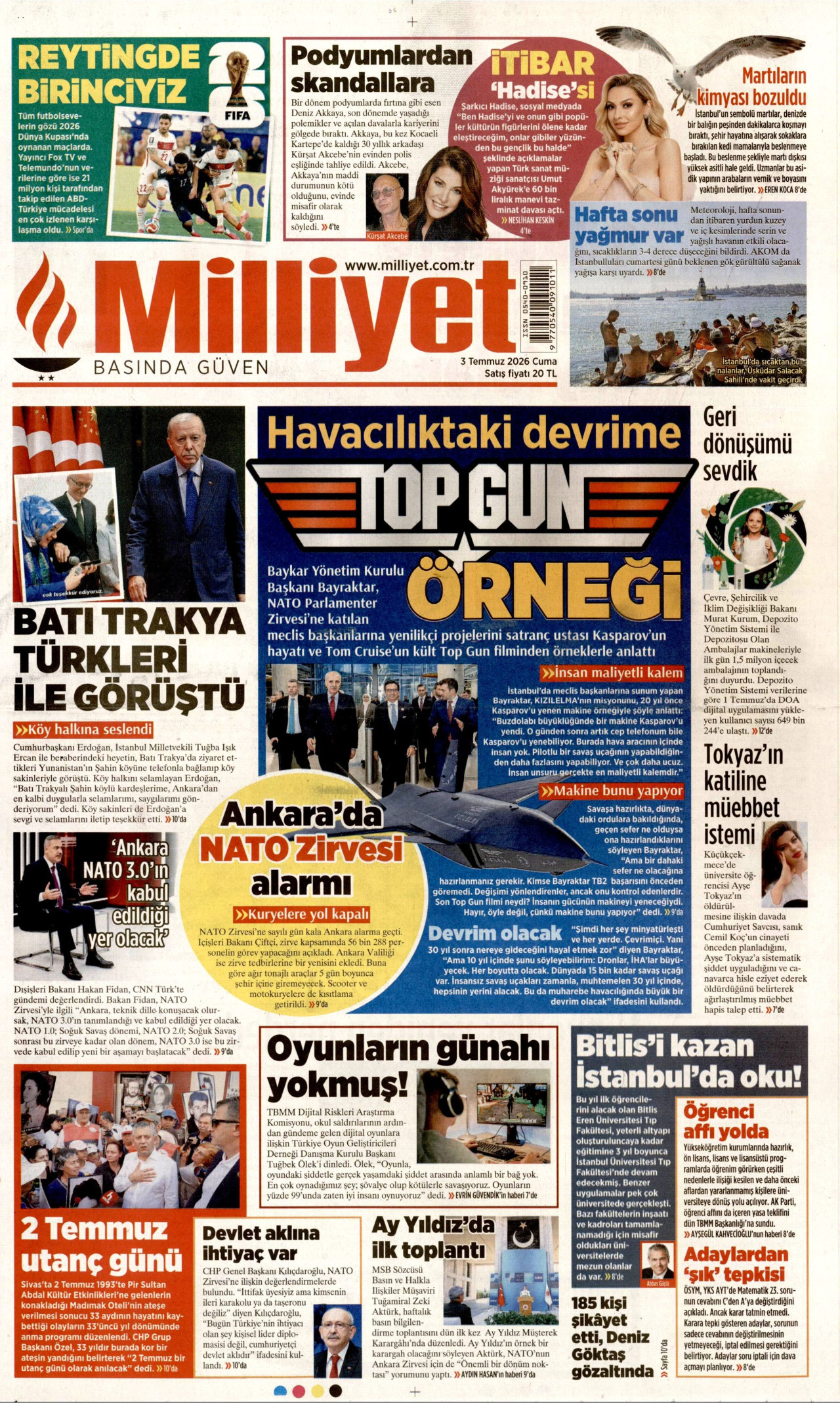 Milliyet Gazetesi Manşeti - 03.07.2026