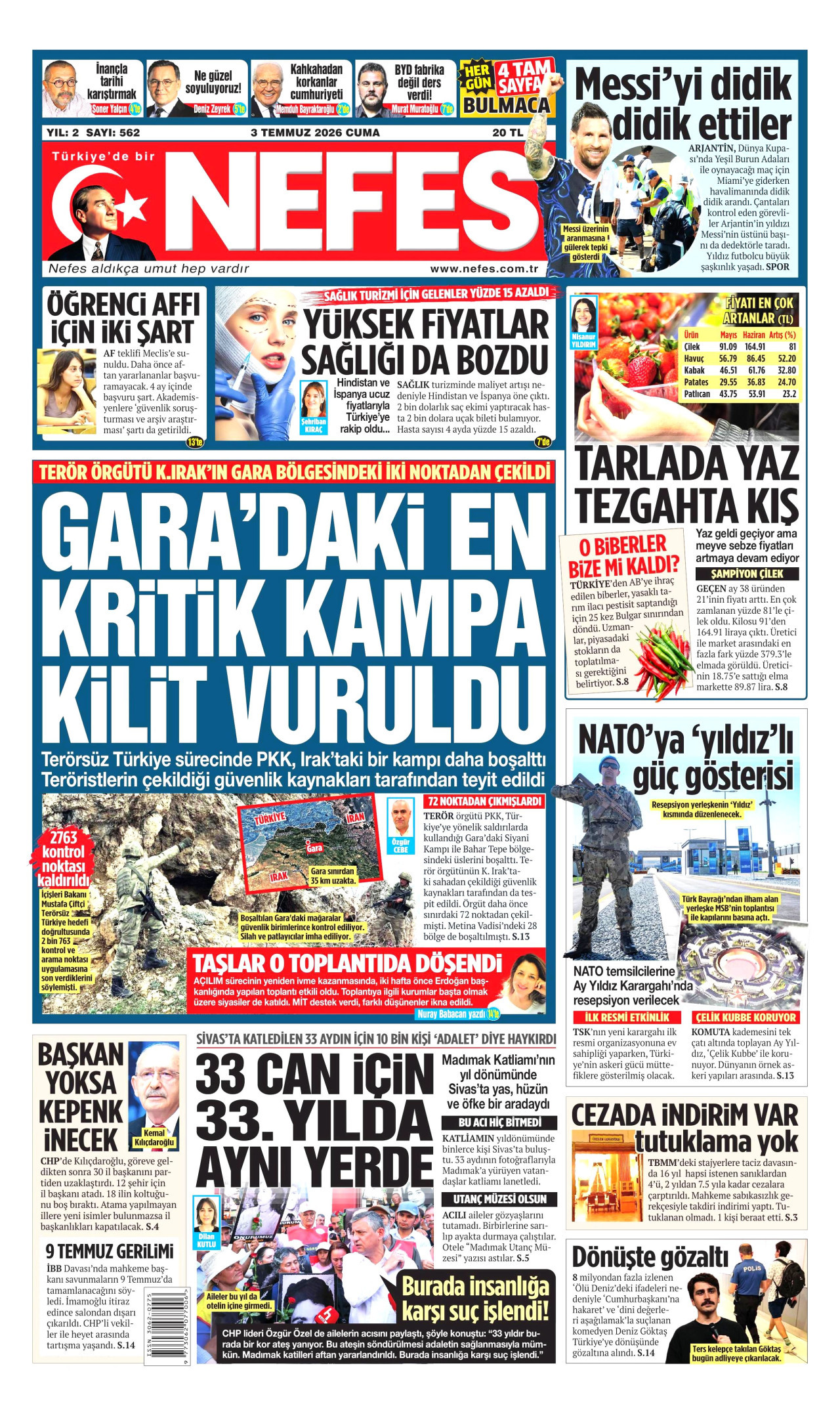 Nefes Gazetesi Manşeti - 03.07.2026