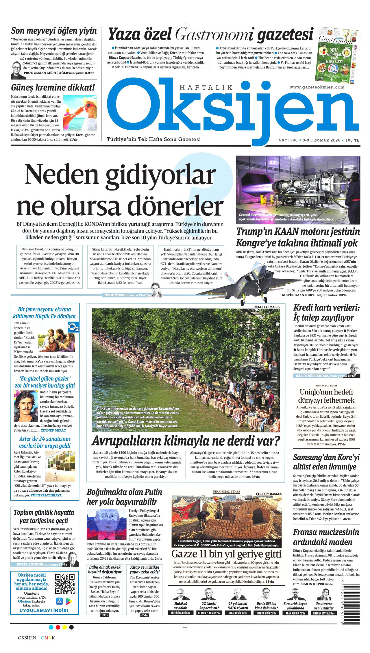 Oksijen Gazetesi Manşeti - 15 Temmuz 2026 Birinci Sayfa
