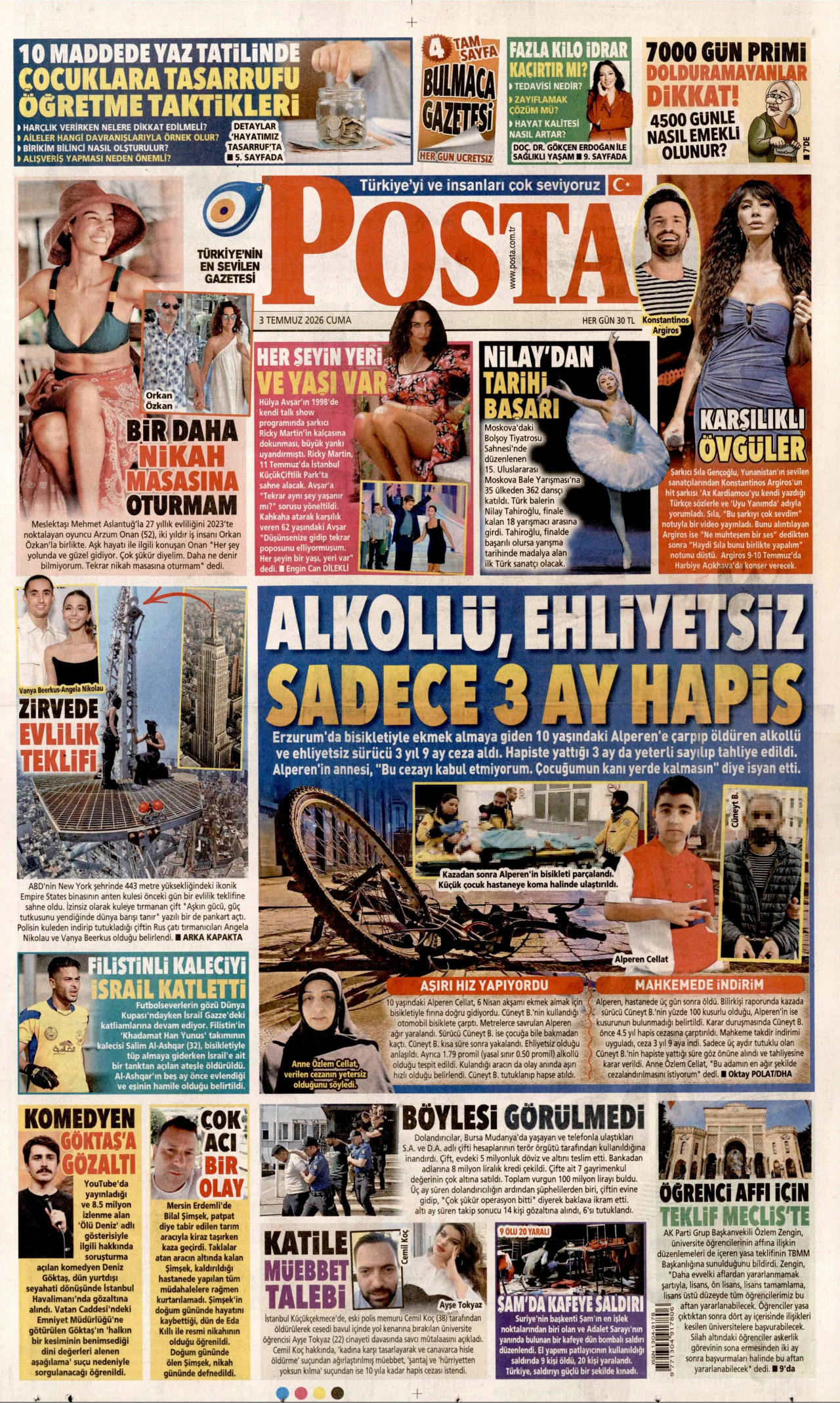 Posta Gazetesi Manşeti - 03.07.2026