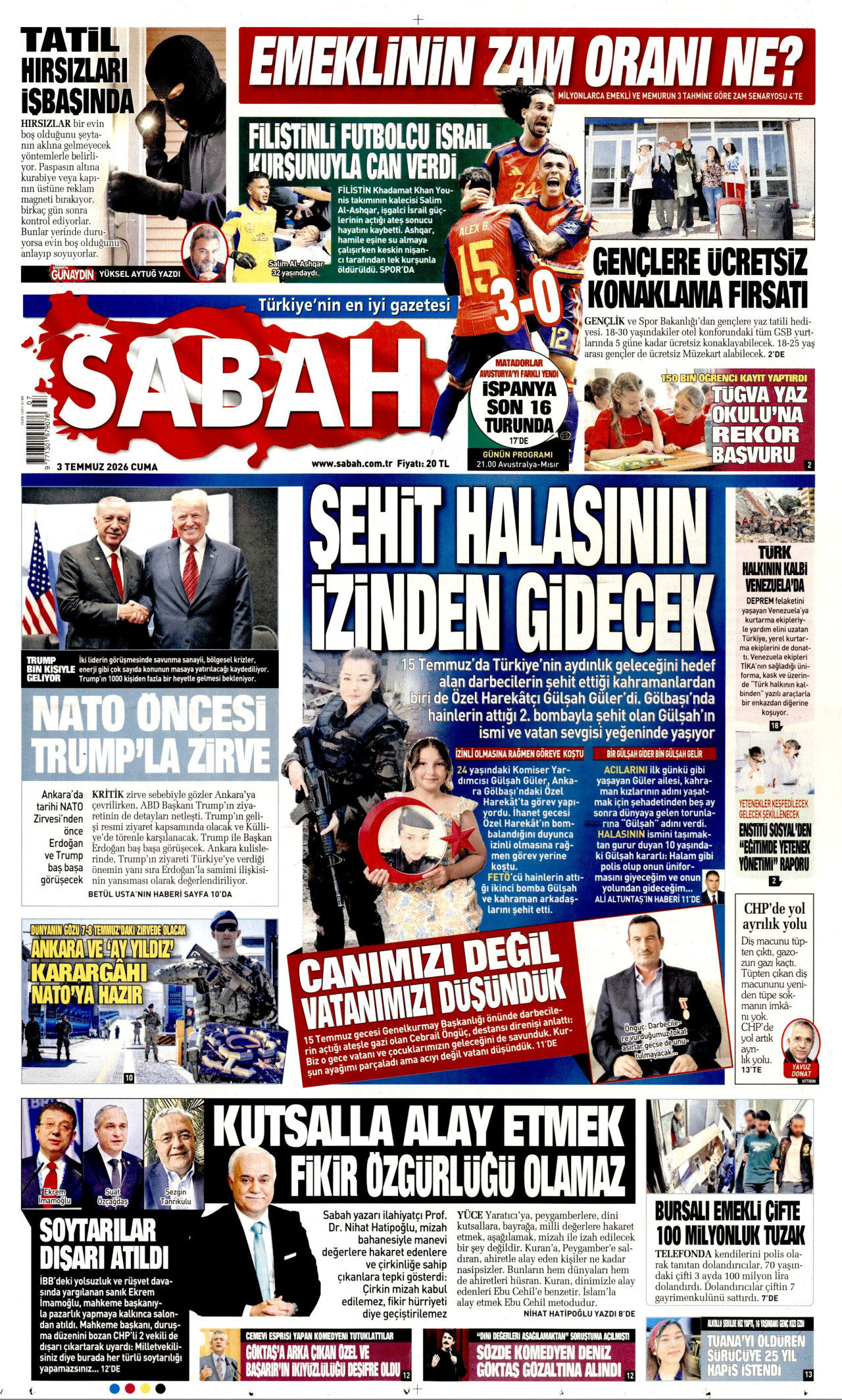 Sabah Gazetesi Manşeti - 03.07.2026