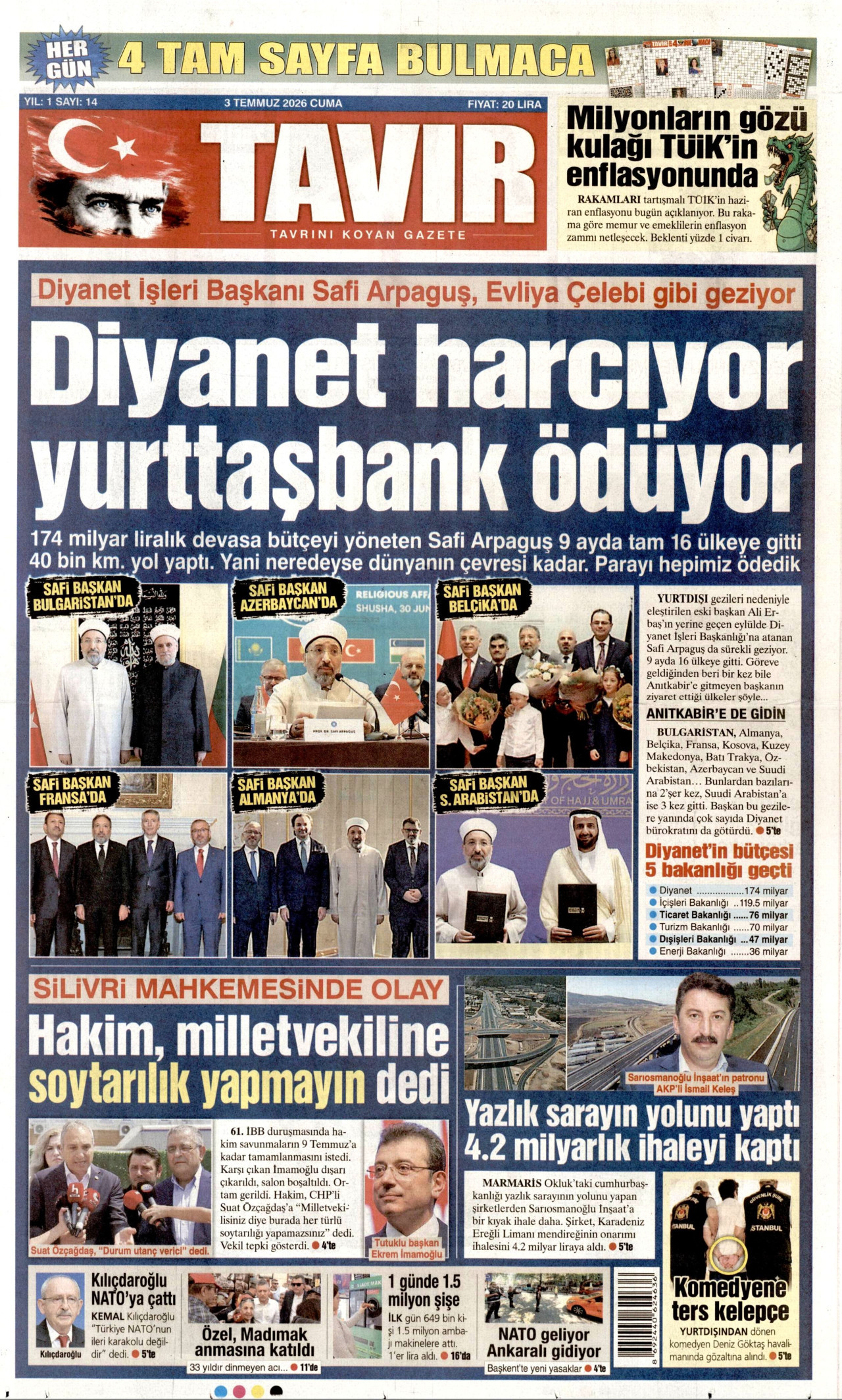 Tavır Gazetesi Gazetesi Manşeti - 03.07.2026