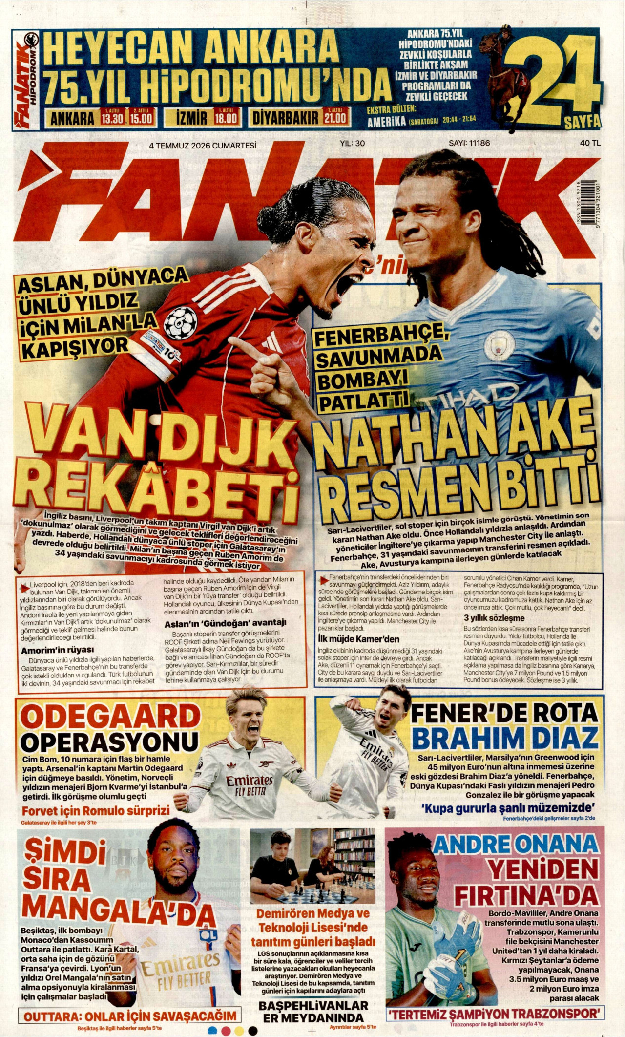 Fanatik Gazetesi Manşeti - 04.07.2026