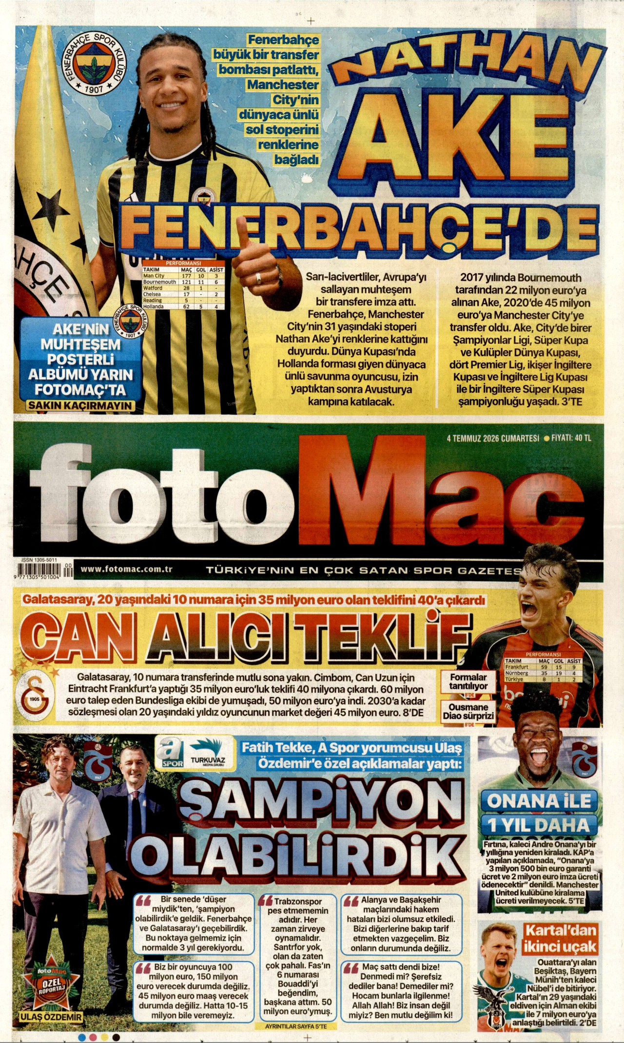 Fotomaç Gazetesi Manşeti - 04.07.2026
