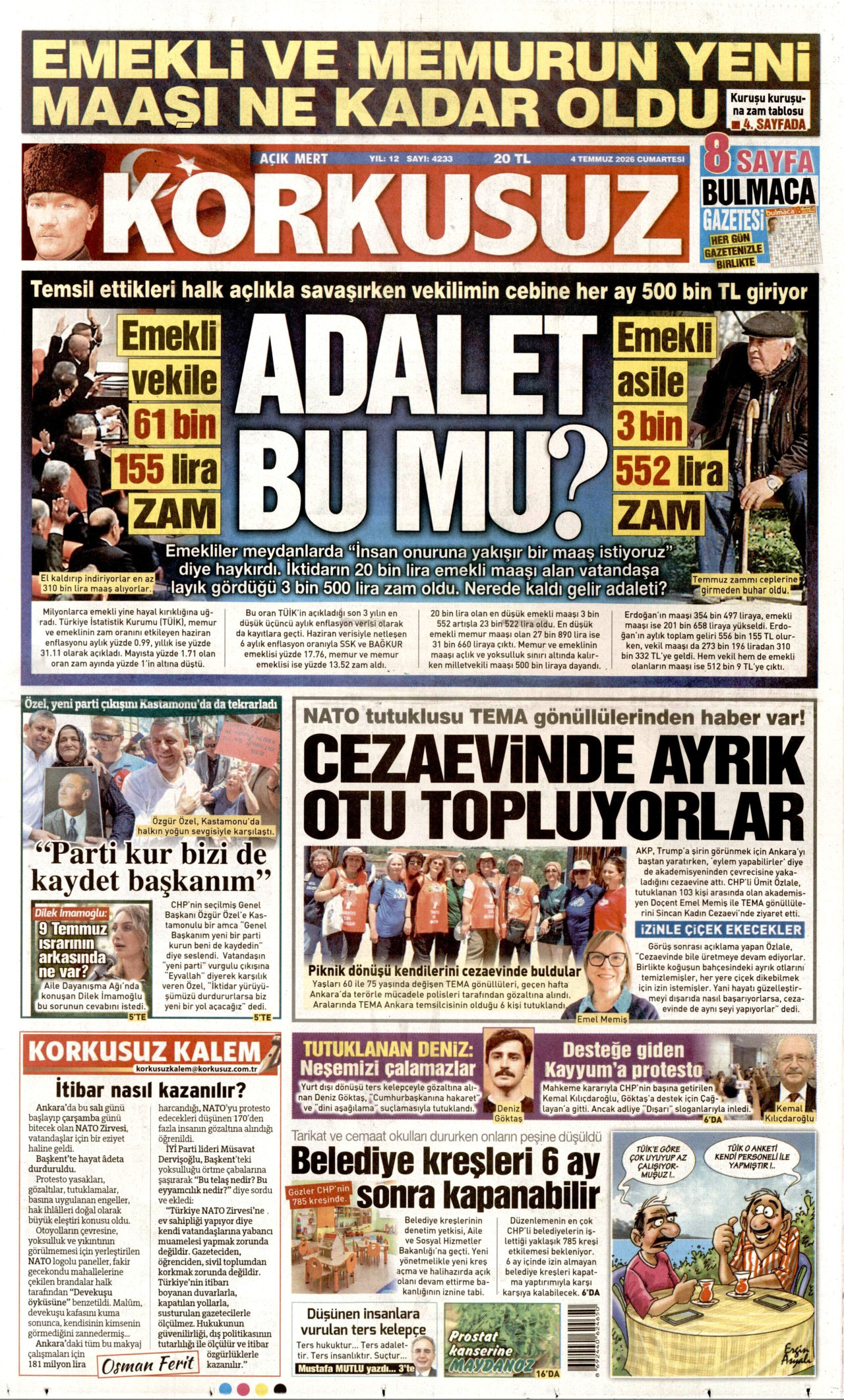 Korkusuz Gazetesi Manşeti - 04.07.2026