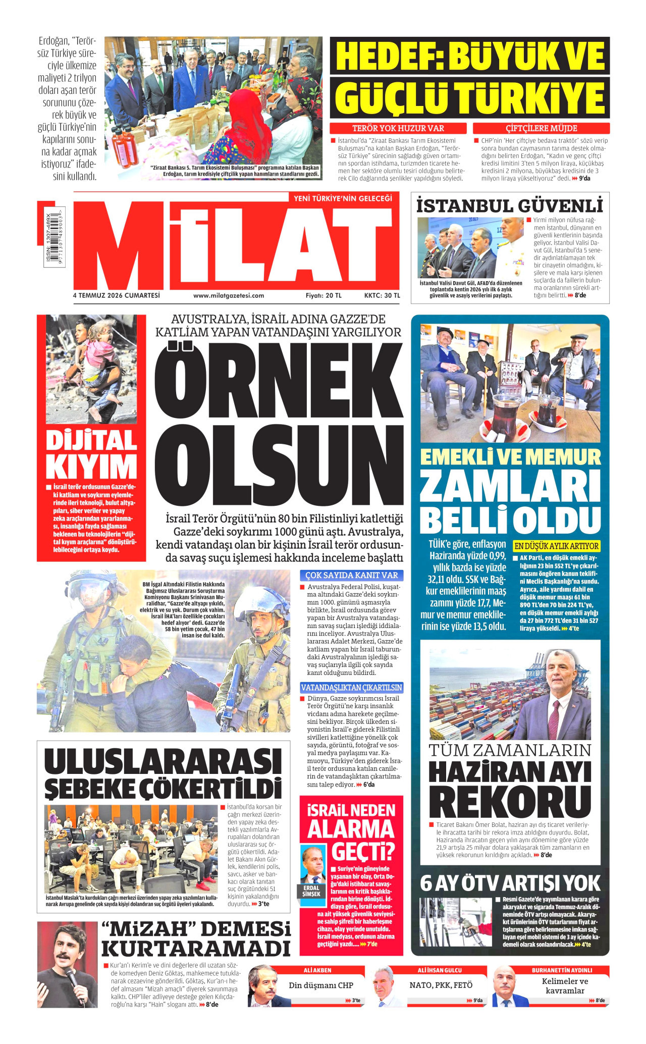 Milat Gazetesi Manşeti - 04.07.2026
