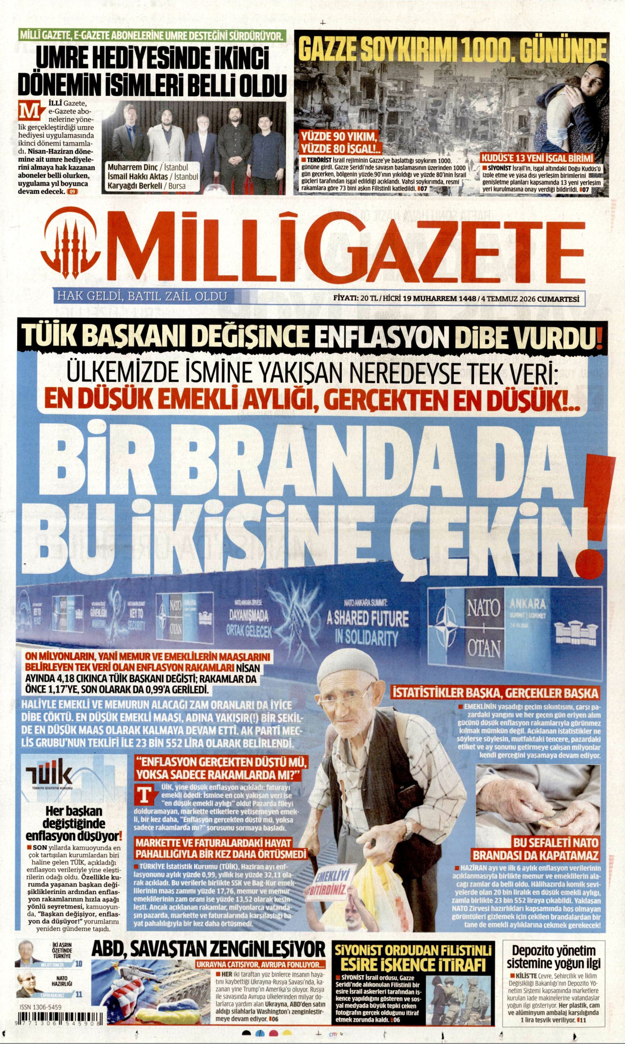 Milli Gazete Gazetesi Manşeti - 04.07.2026