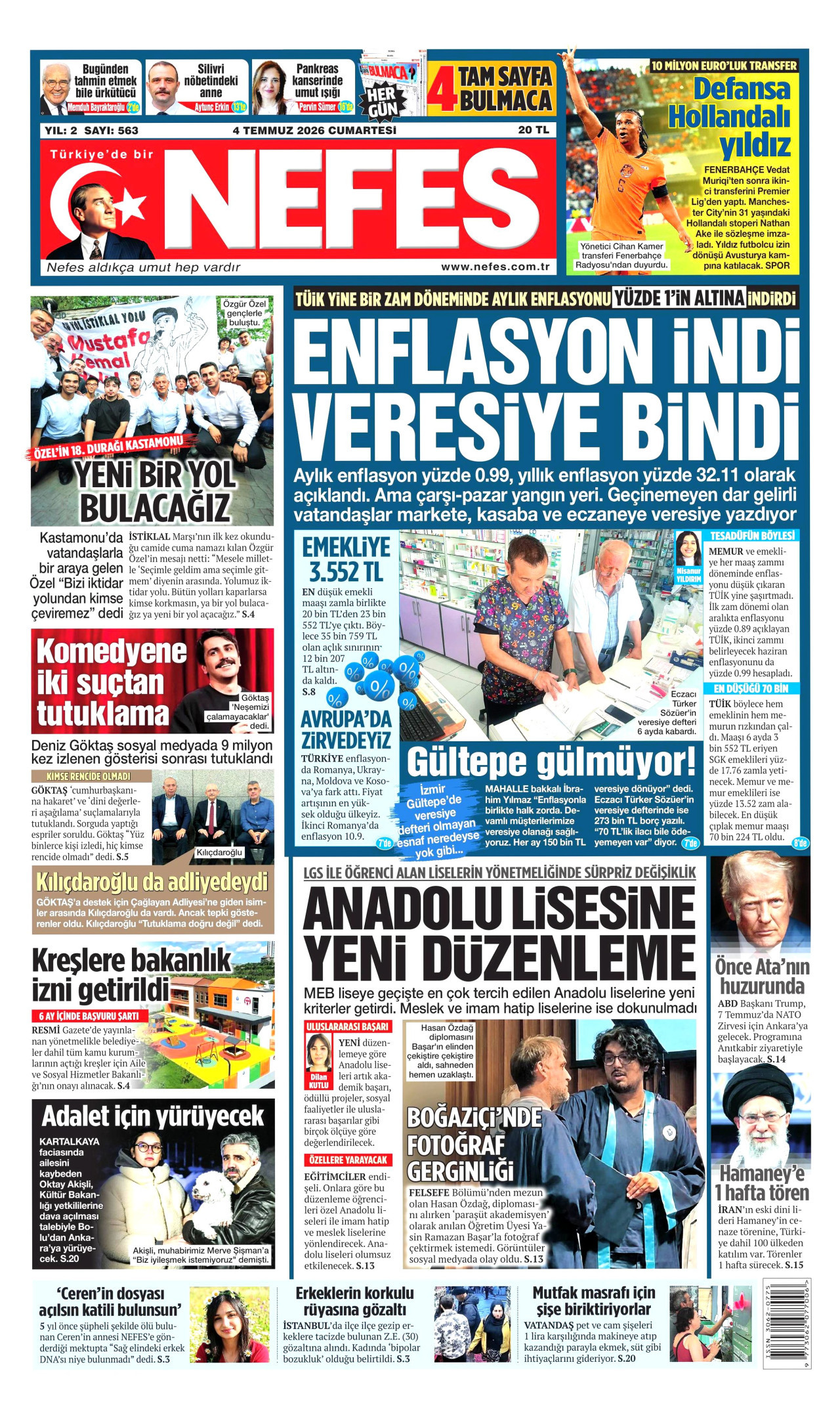 Nefes Gazetesi Manşeti - 04.07.2026