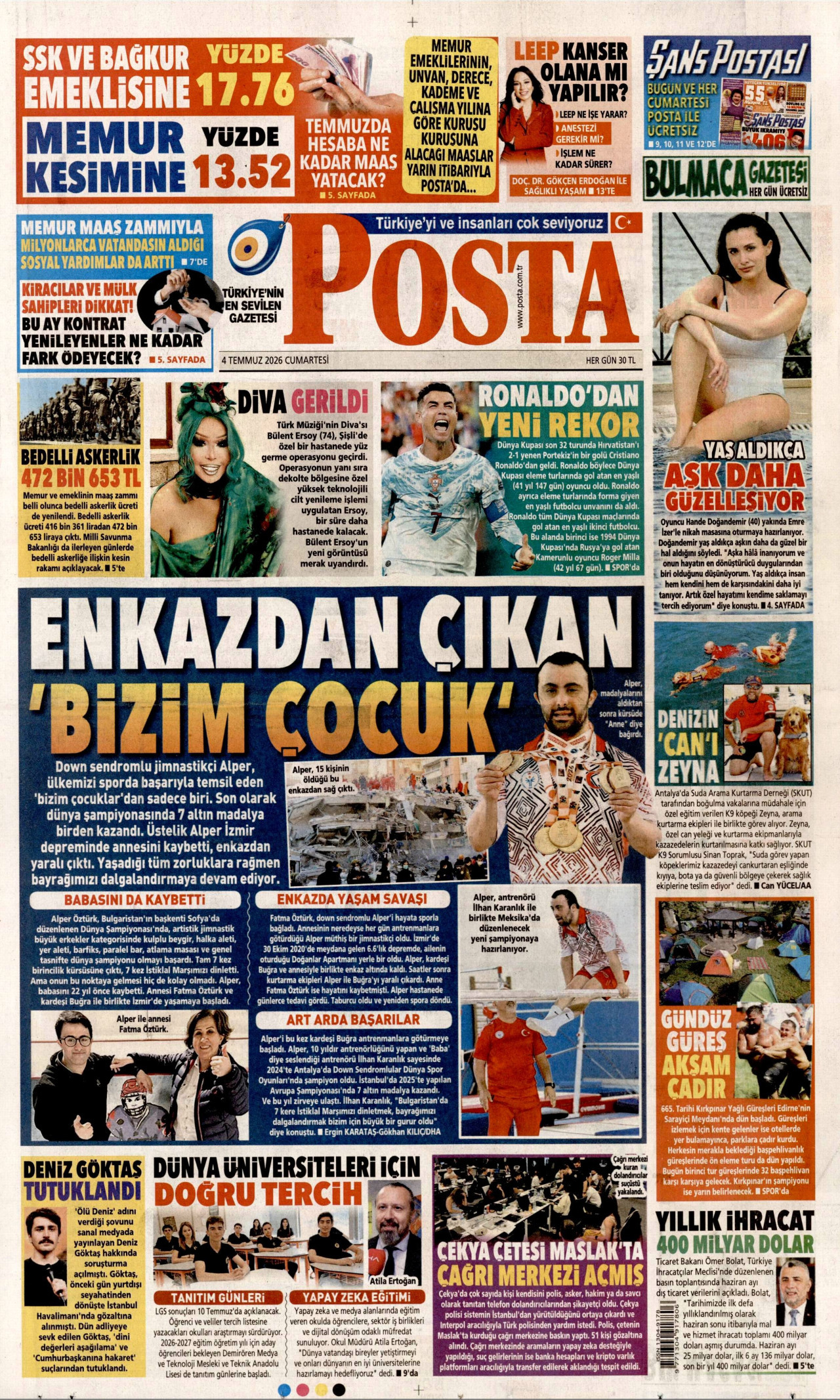 Posta Gazetesi Manşeti - 04.07.2026