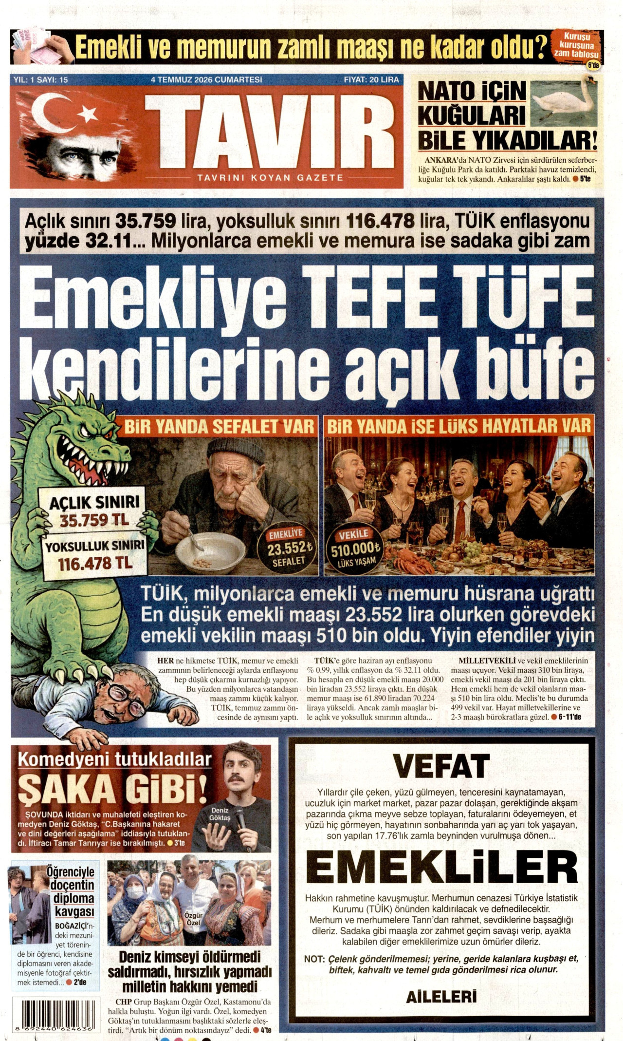 Tavır Gazetesi Gazetesi Manşeti - 04.07.2026