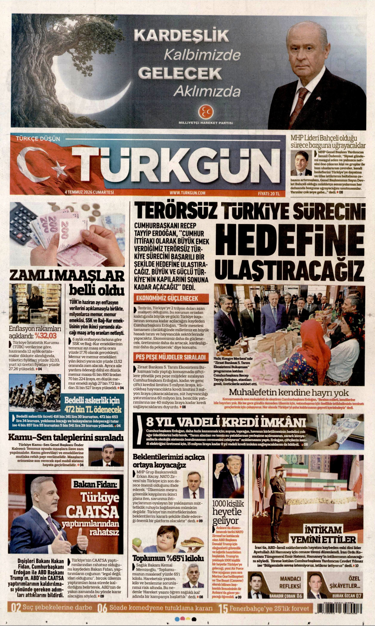 Türkgün Gazetesi Manşeti - 04.07.2026