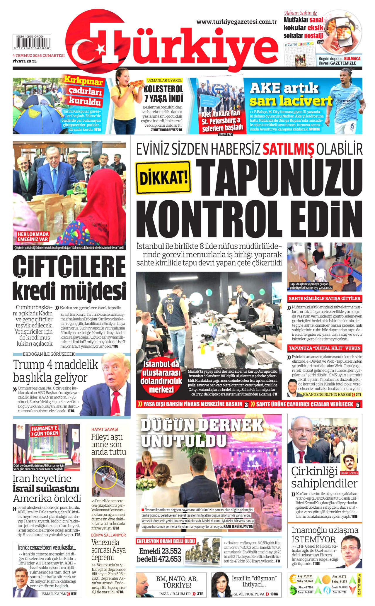 Türkiye Gazetesi Gazetesi Manşeti - 04.07.2026