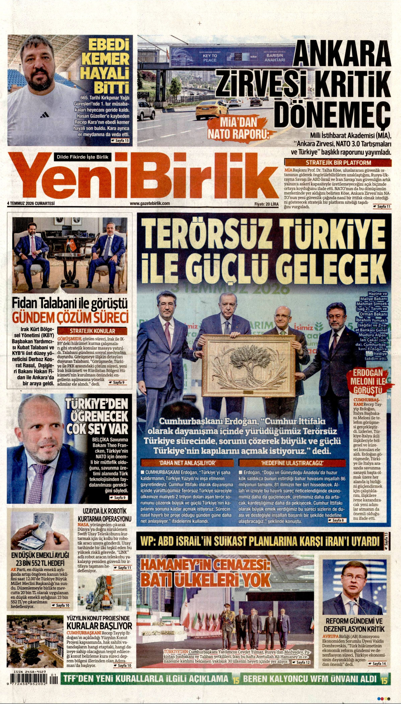 YeniBirlik Gazetesi Manşeti - 04.07.2026