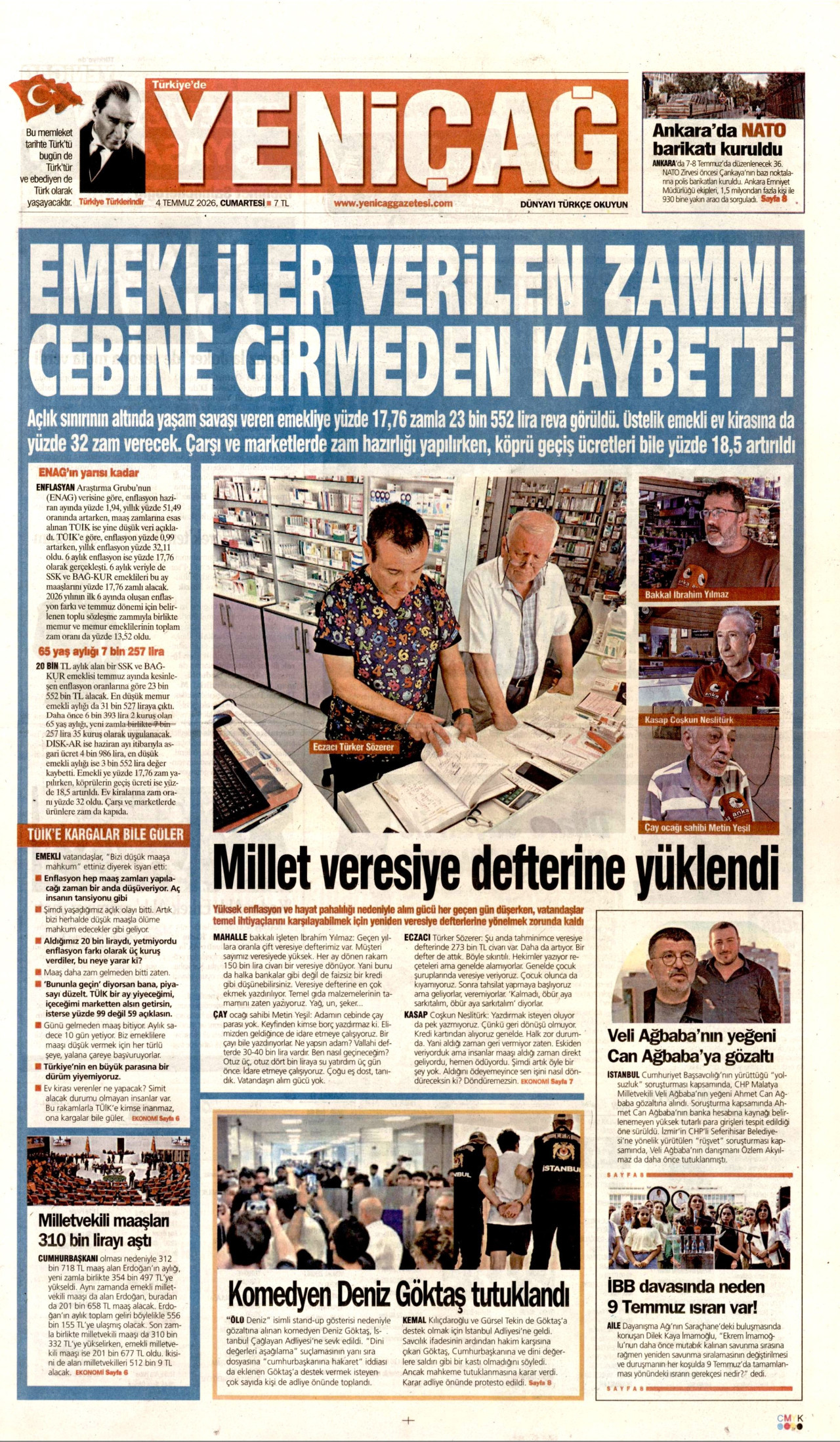 Yeniçağ Gazetesi Manşeti - 04.07.2026
