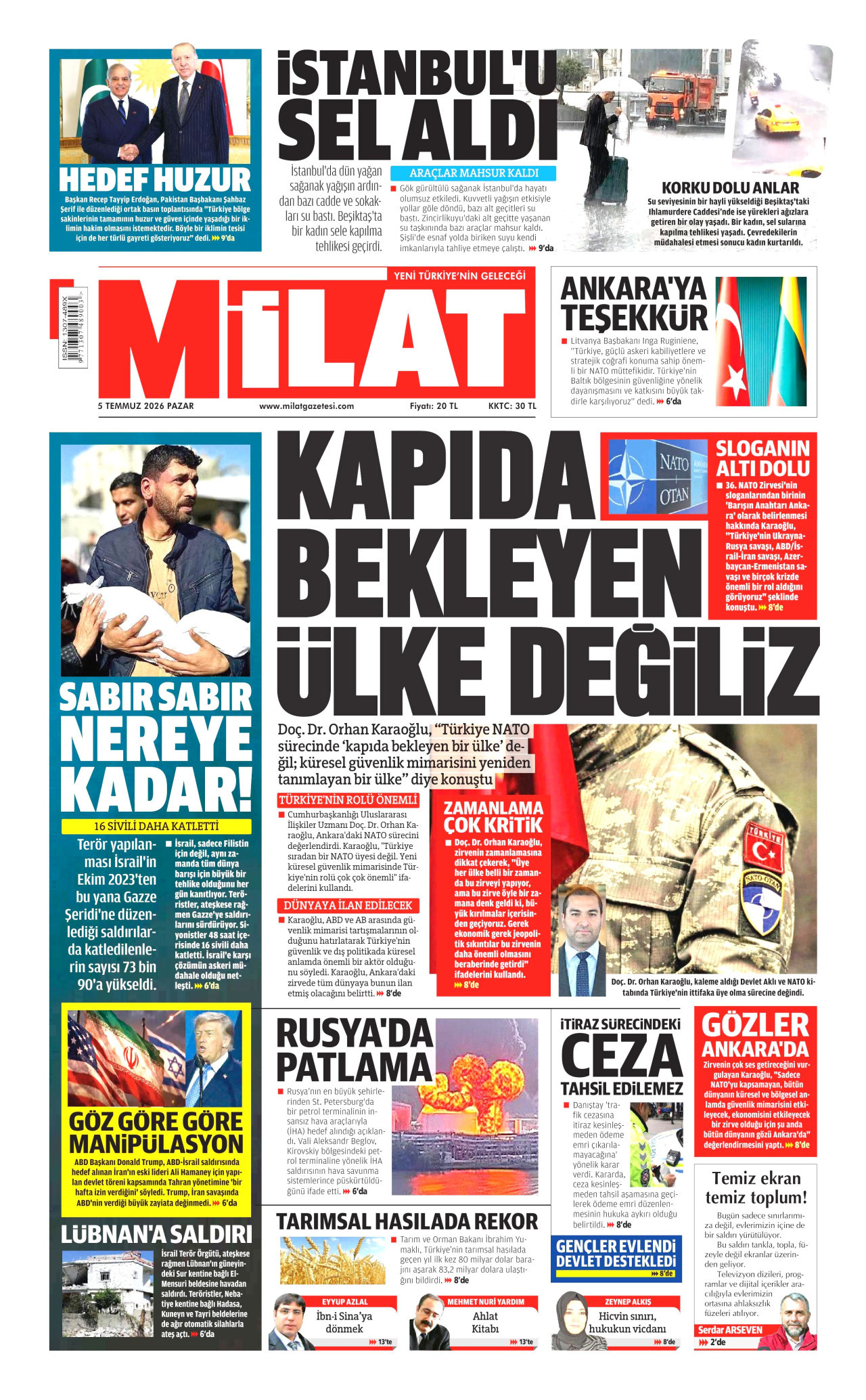 Milat Gazetesi Manşeti - 05.07.2026