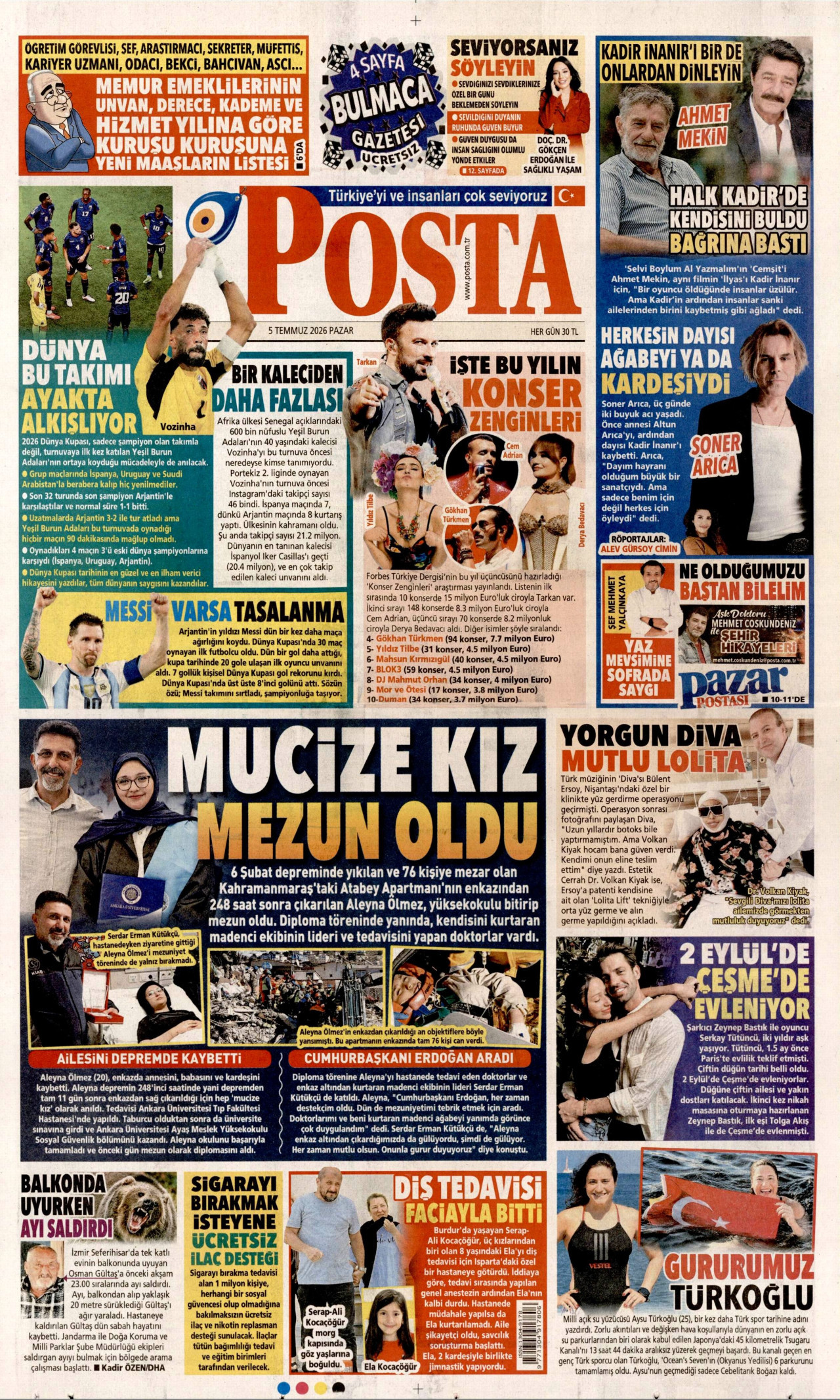 Posta Gazetesi Manşeti - 05.07.2026