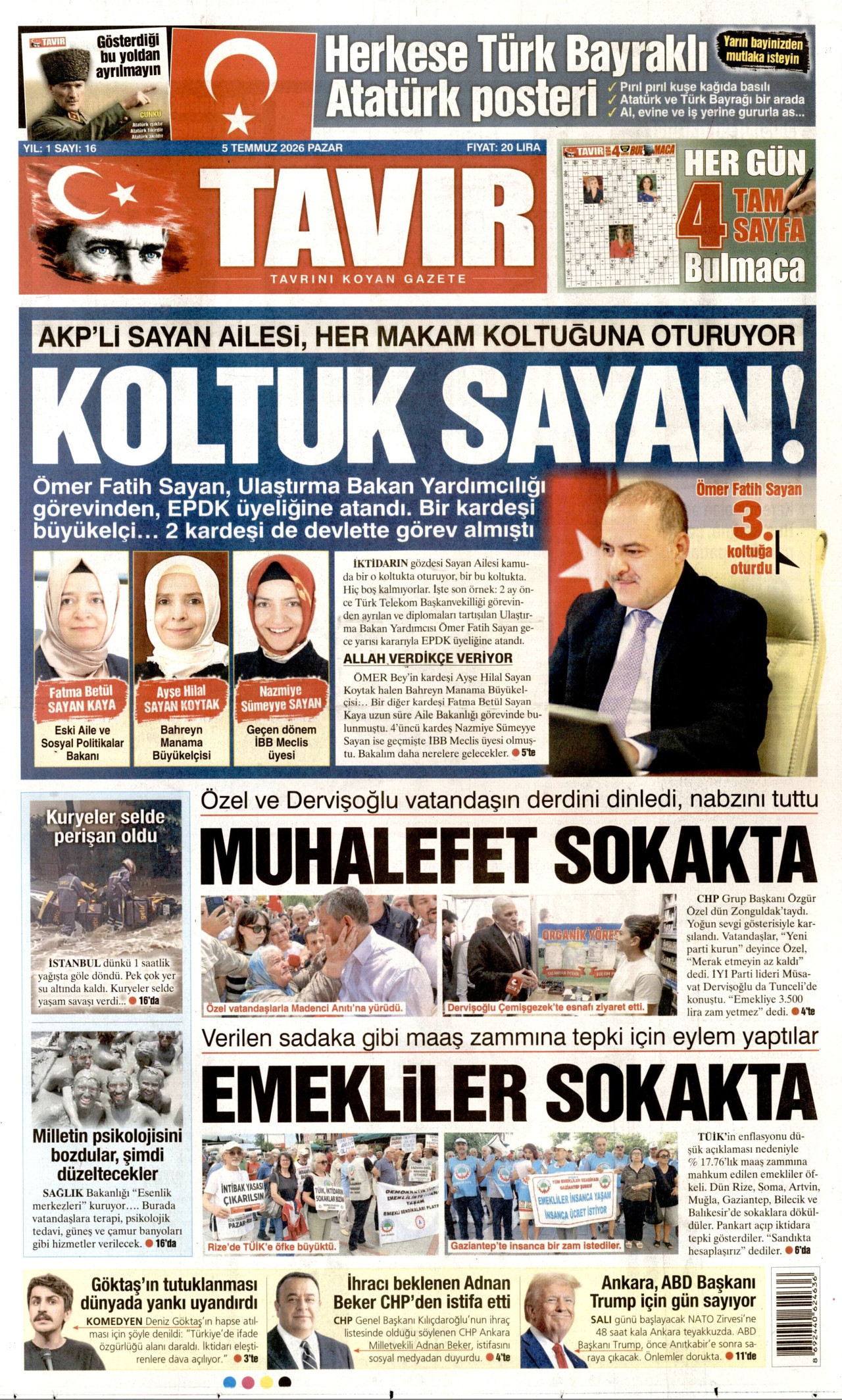 Tavır Gazetesi Gazetesi Manşeti - 05.07.2026