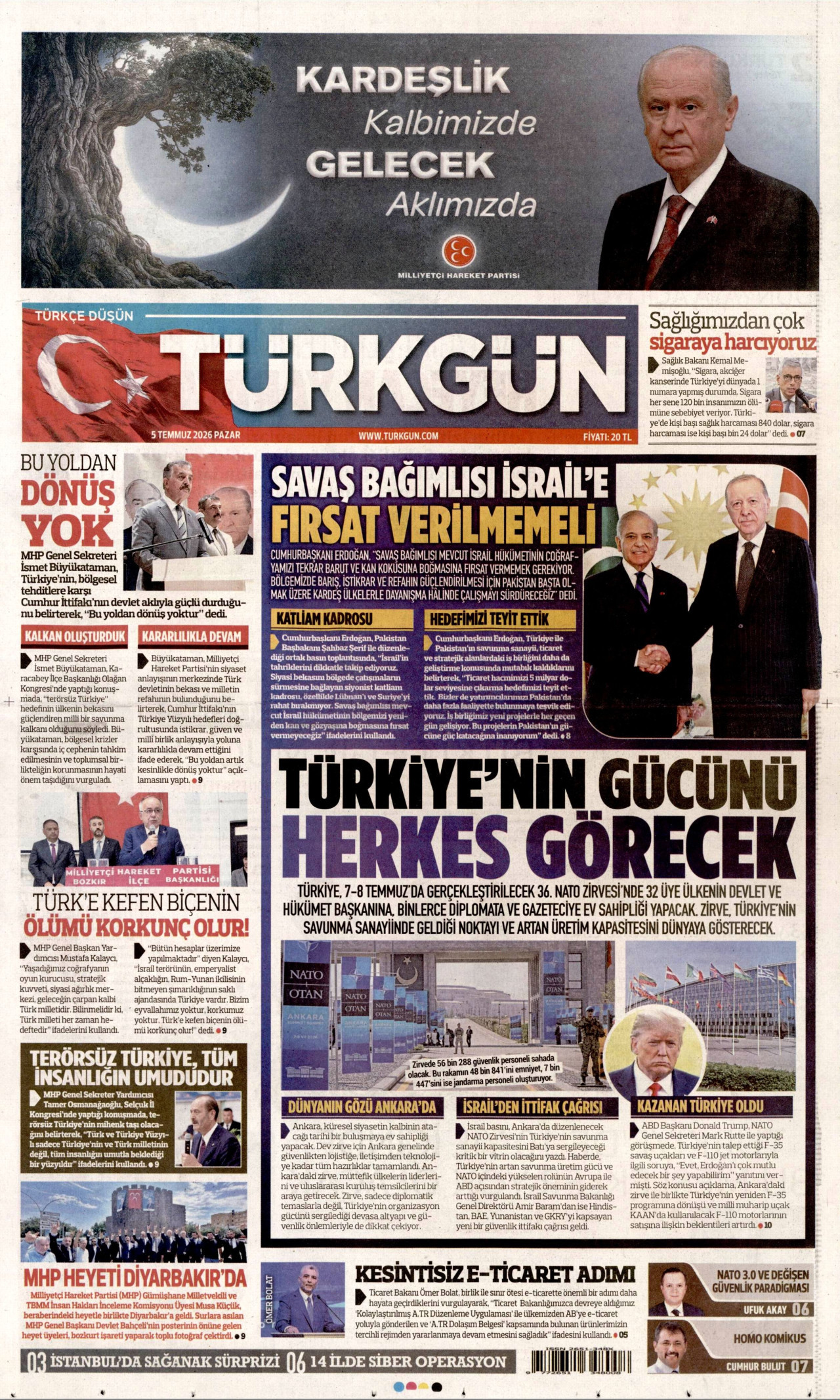 Türkgün Gazetesi Manşeti - 05.07.2026