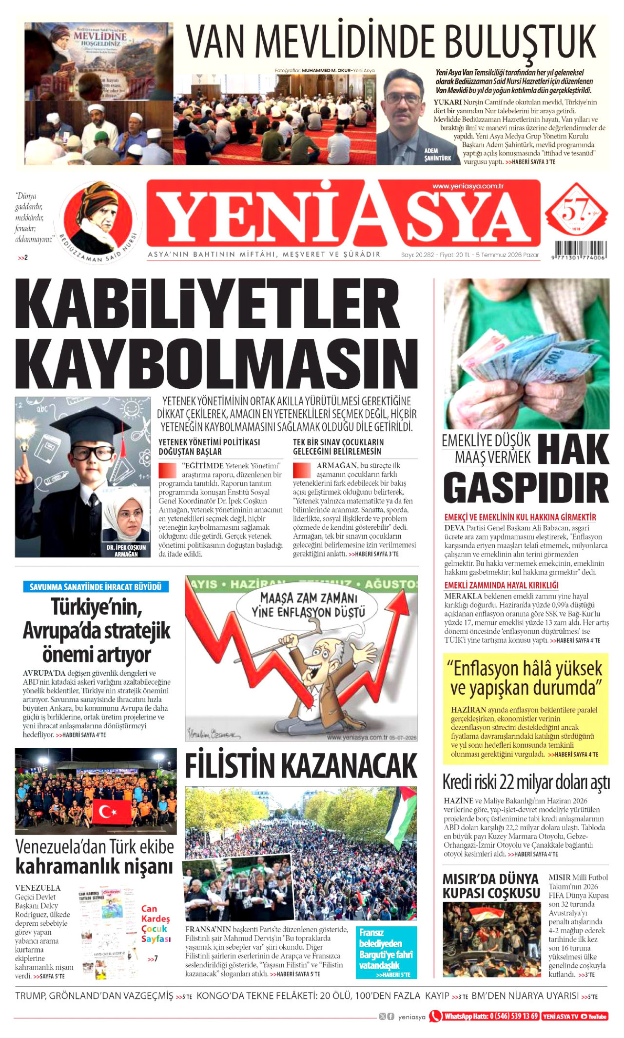 Yeni Asya Gazetesi Manşeti - 05.07.2026