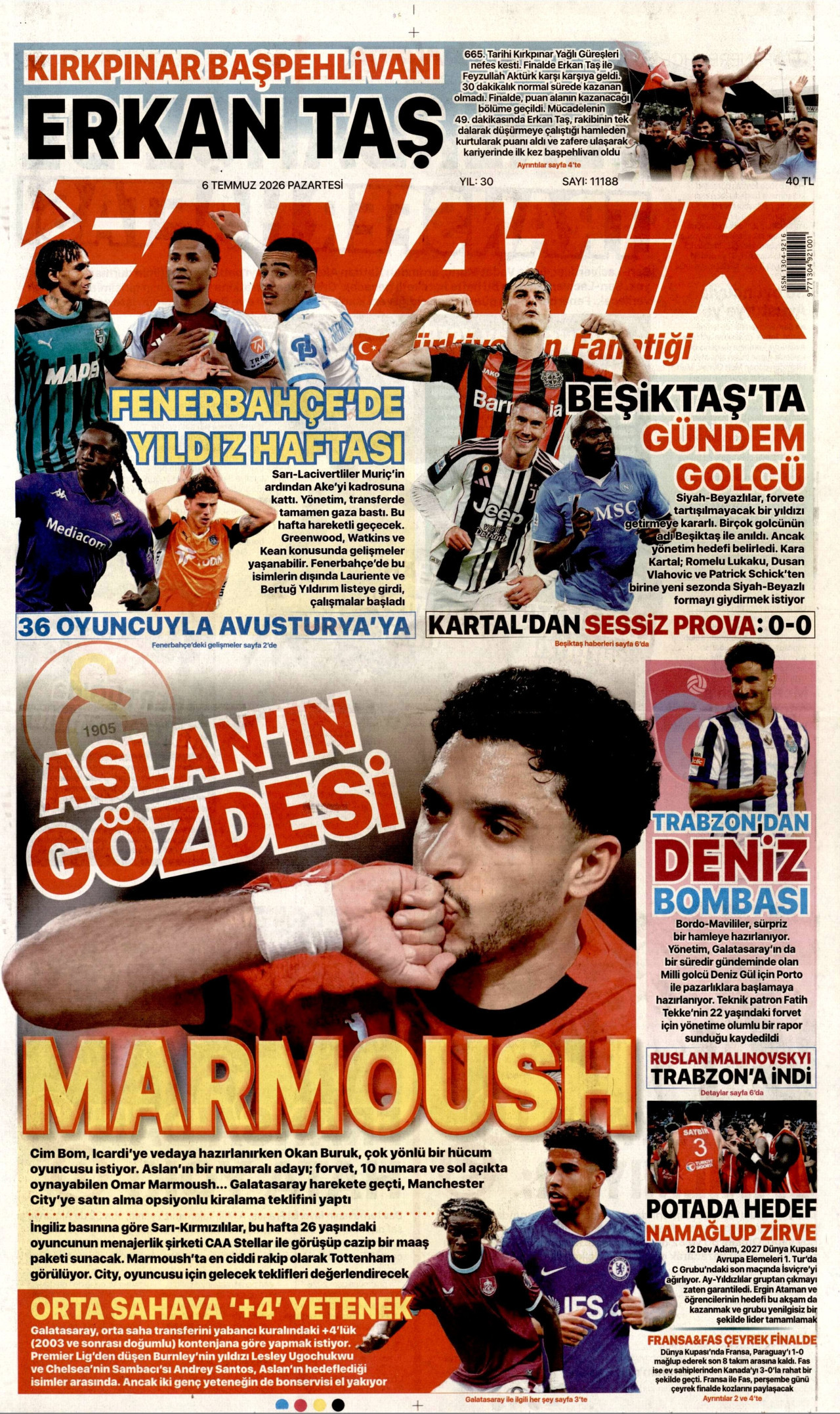 Fanatik Gazetesi Manşeti - 06.07.2026