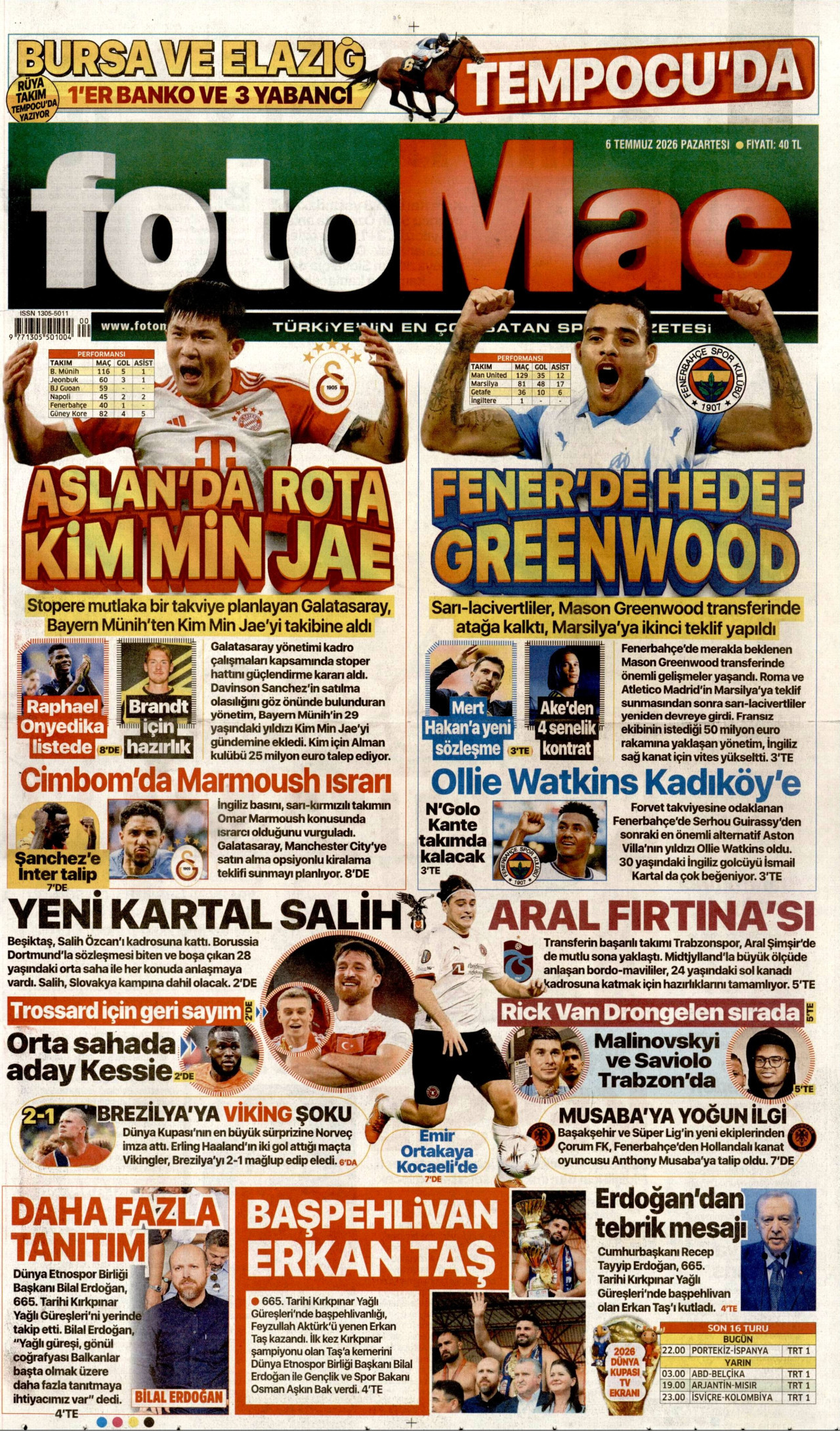 Fotomaç Gazetesi Manşeti - 06.07.2026