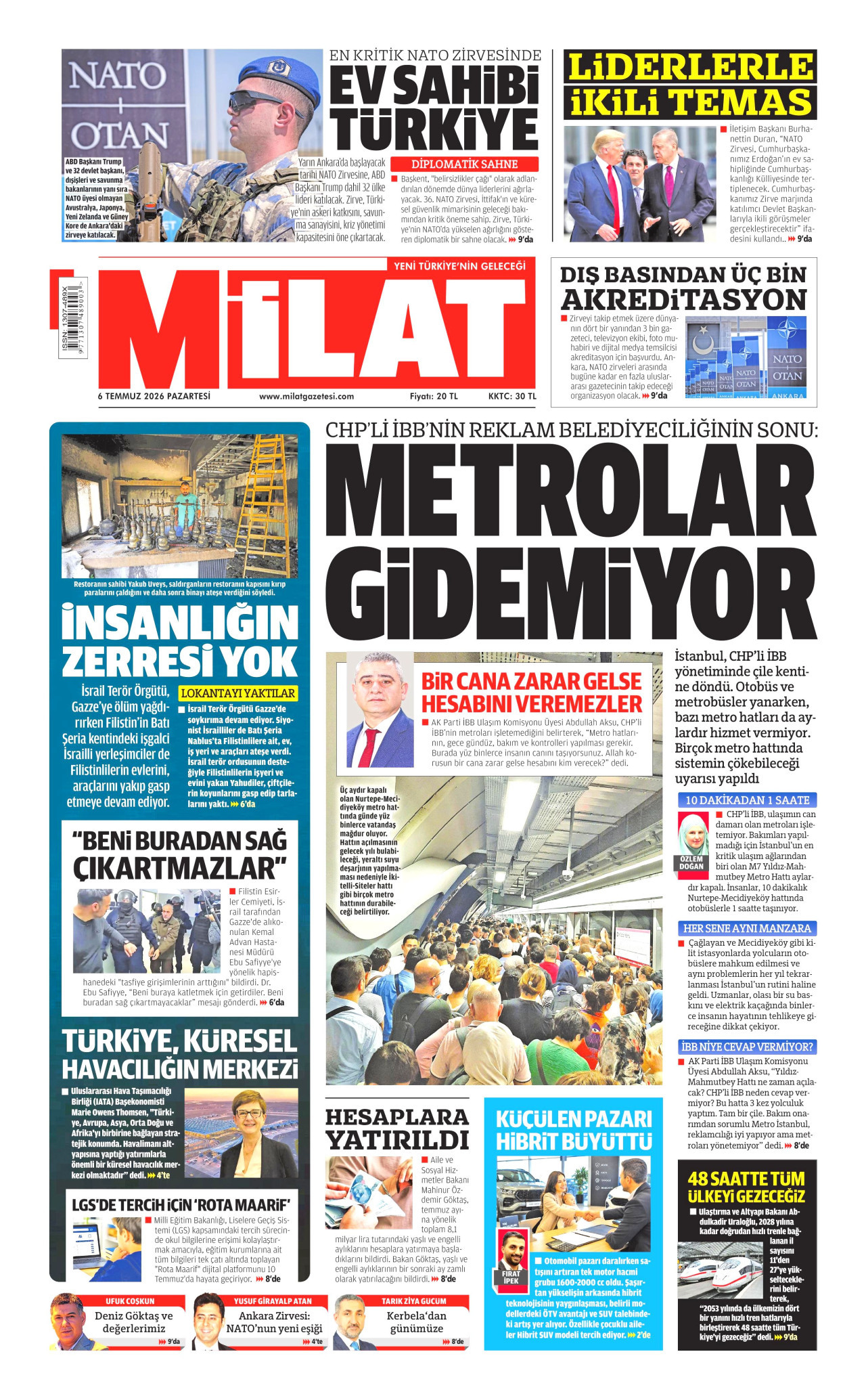 Milat Gazetesi Manşeti - 06.07.2026