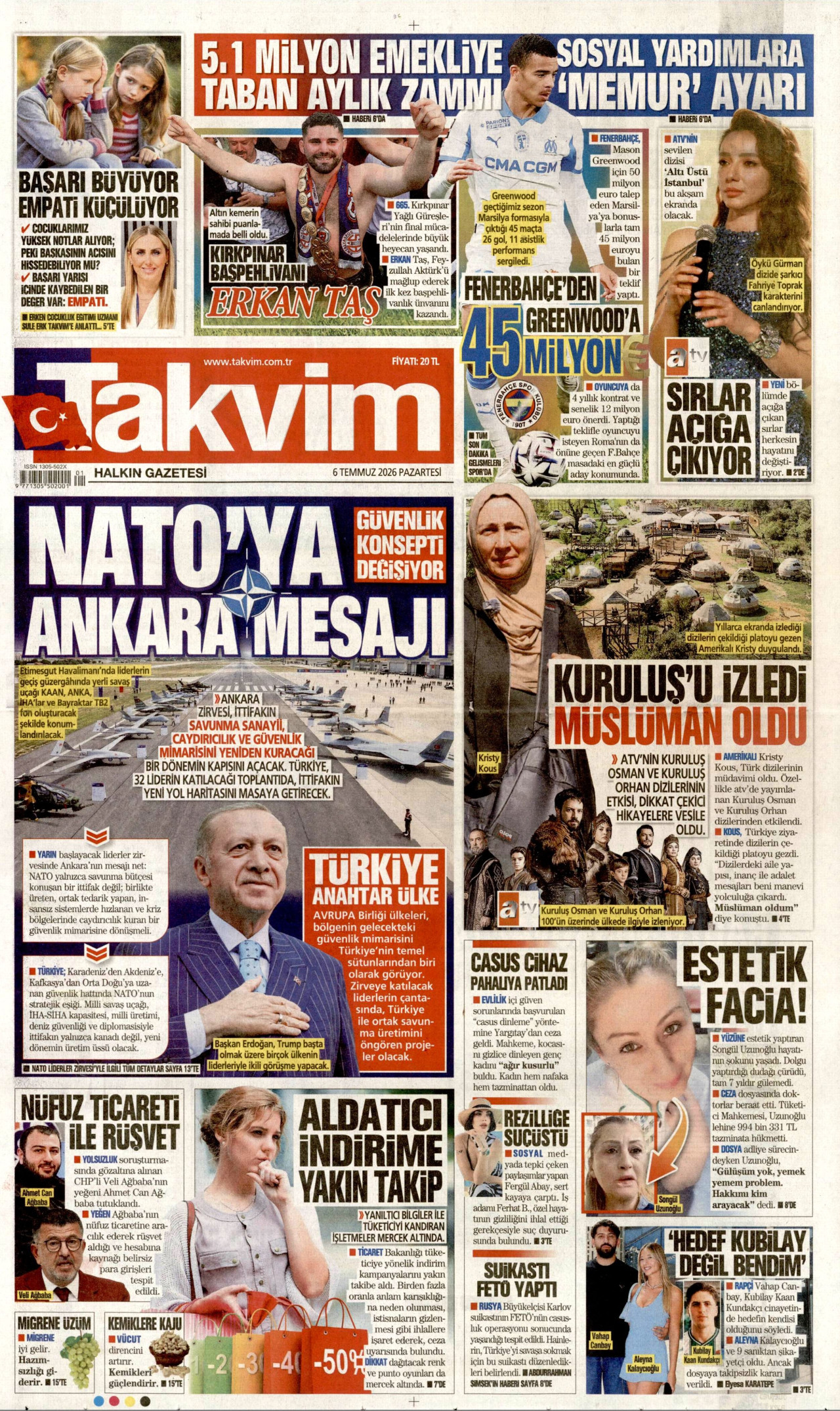 Takvim Gazetesi Manşeti - 06.07.2026