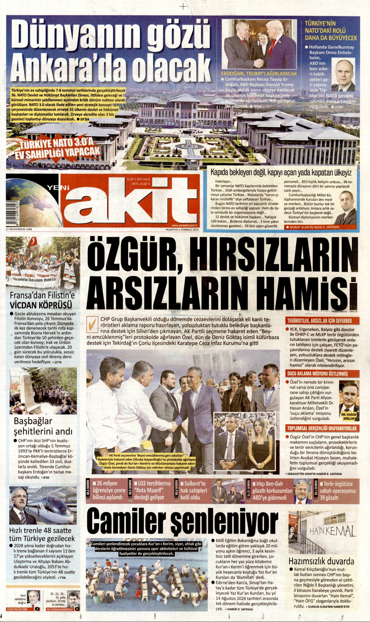 Yeni Akit Gazetesi Manşeti - 06.07.2026